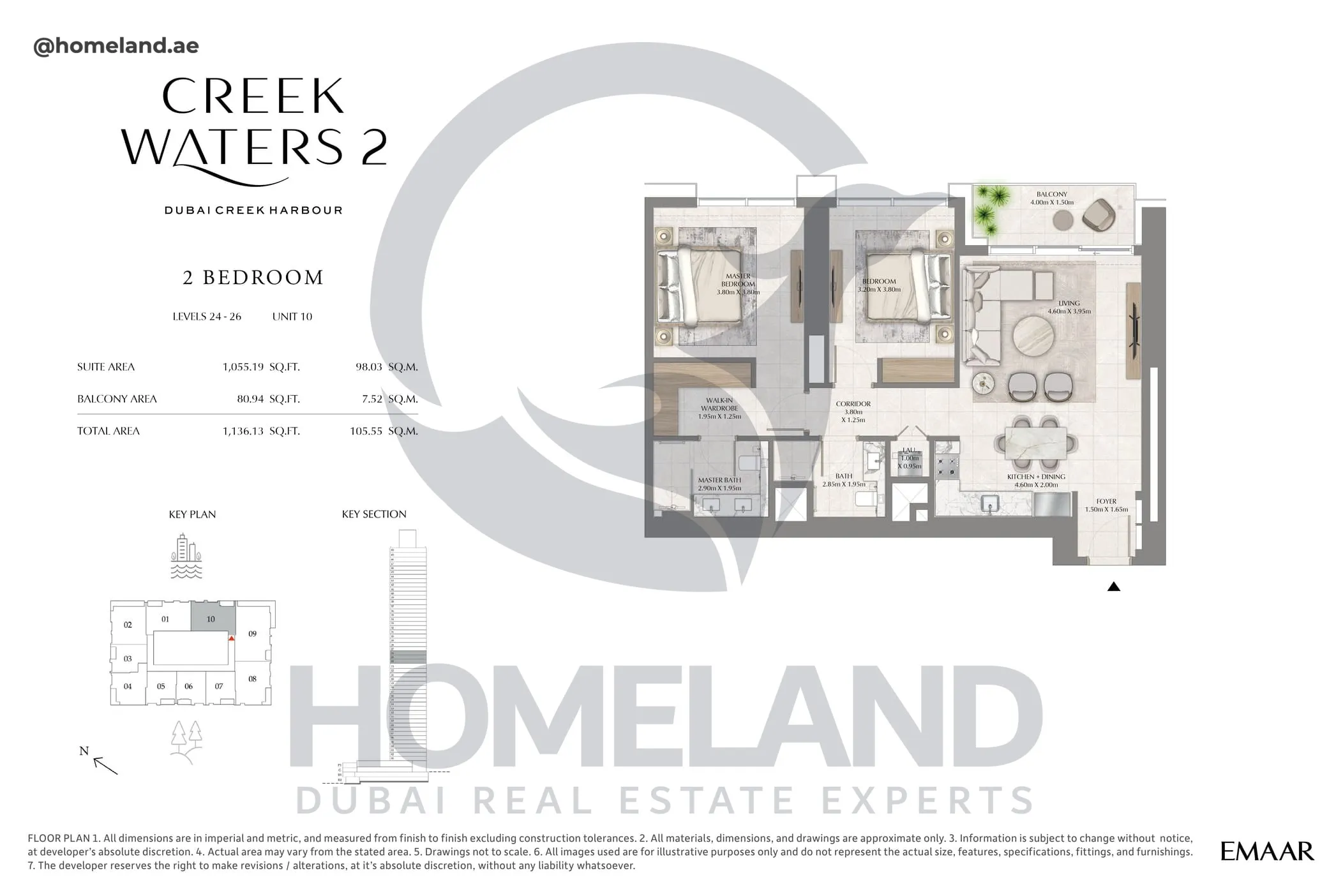 Creek Waters 2, 2BR, Levels 24-26, Unit 10, 1136 SQFT