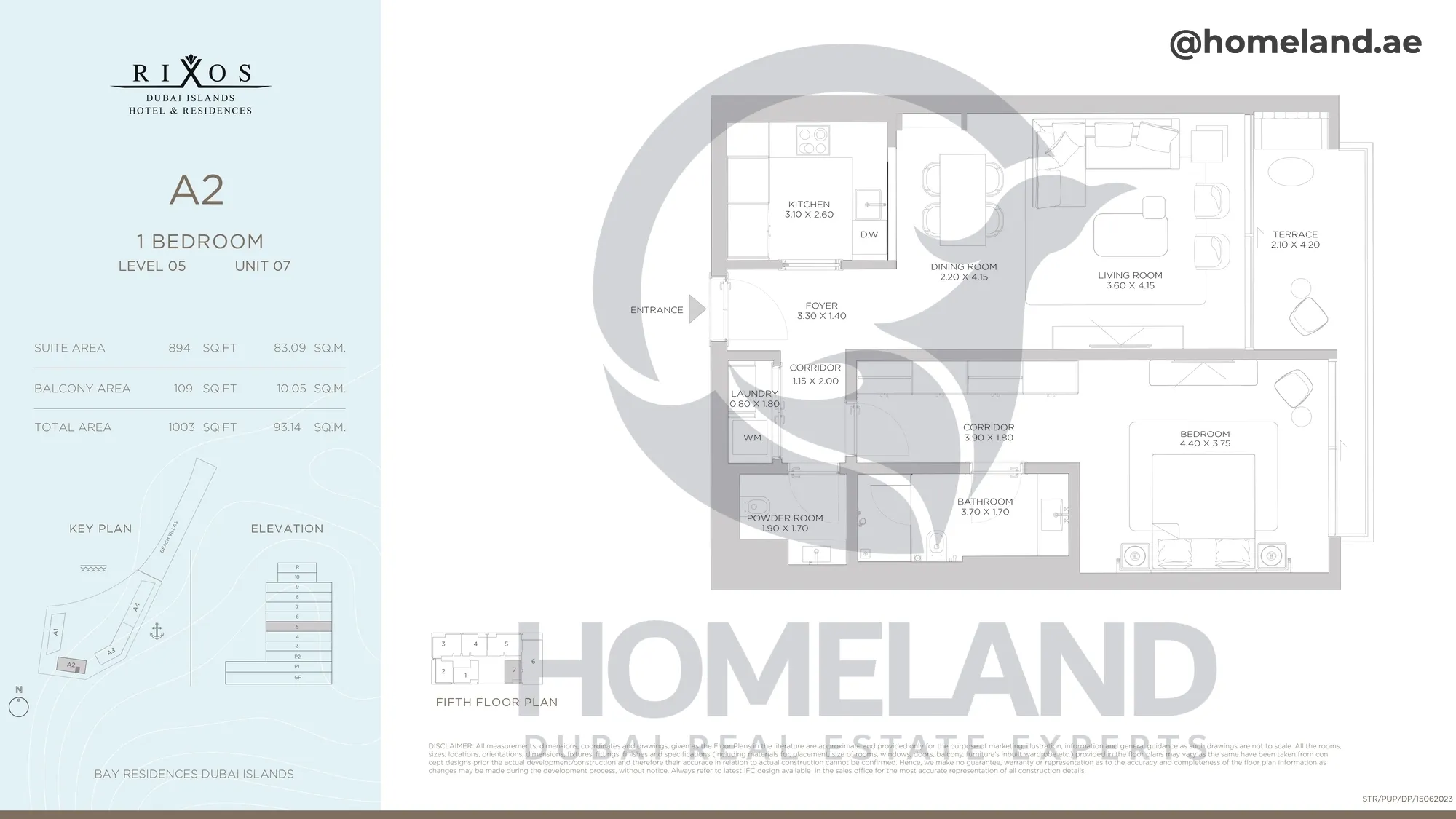 Rixos, A2, 1 BR, Level 5, Unit 07, 1003 SQFT