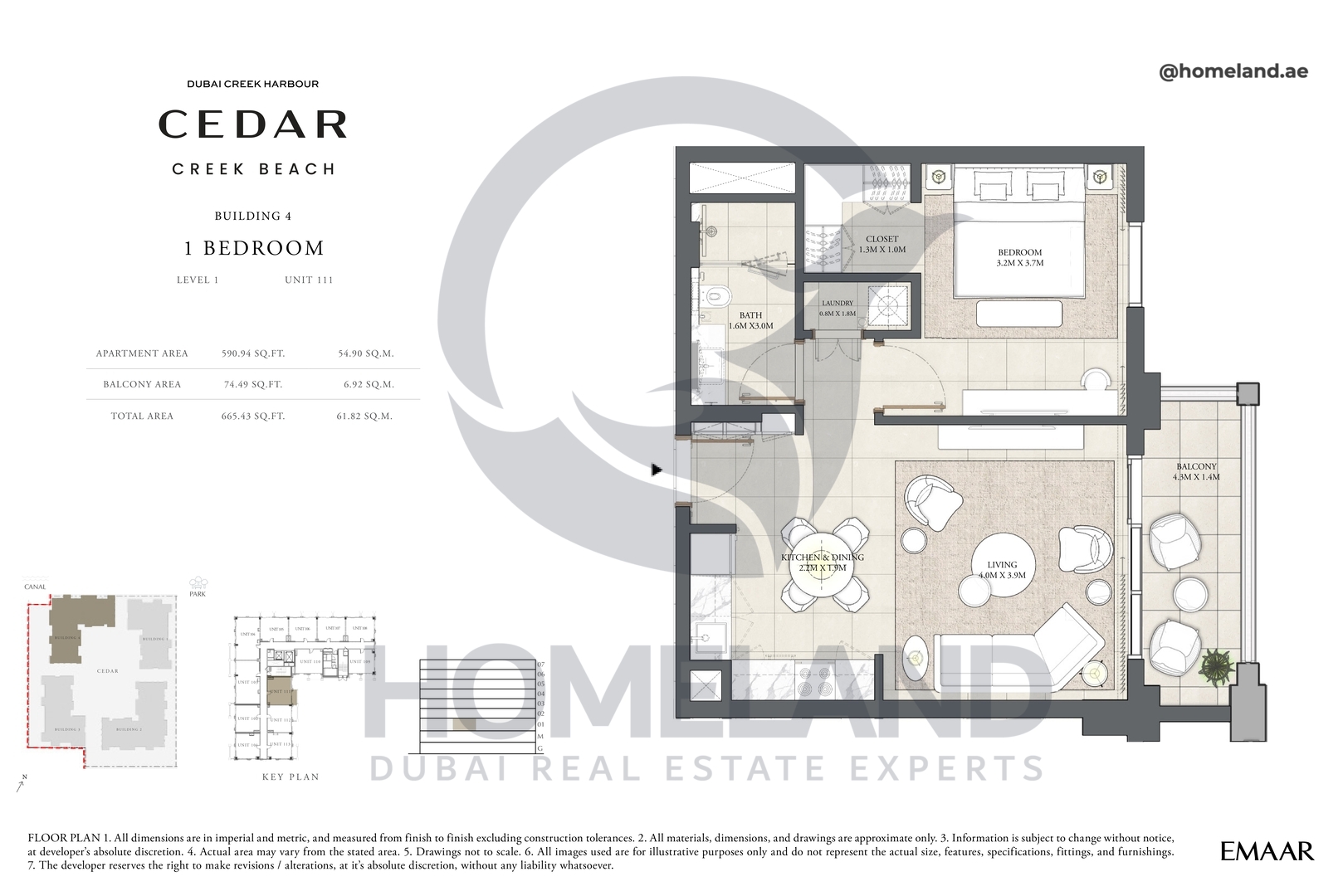 Cedar, Building 4, 1 BR, Level 1, Unit 111, 665 SQFT