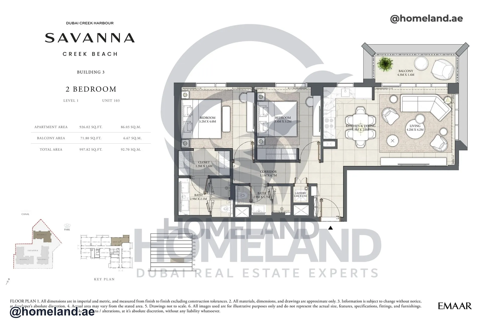 Savanna, Building 3, 2 BR, Level 1, Unit 103, 997 SQFT