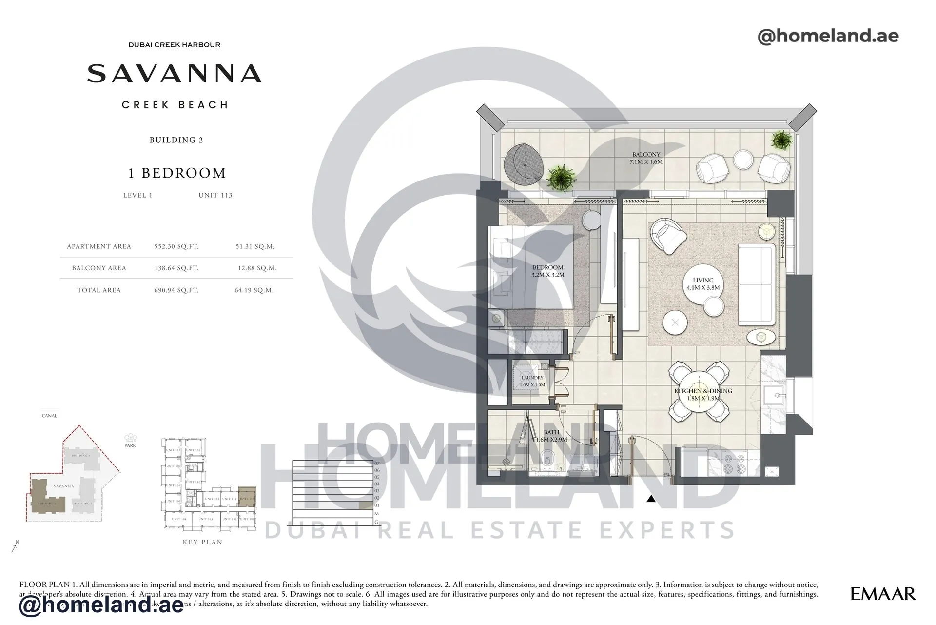 Savanna, Building 2, 1 BR, Level 1, Unit 113, 690 SQFT