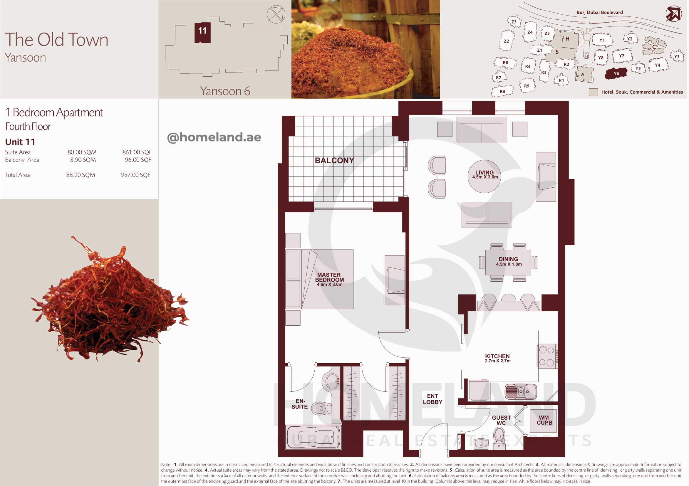 The Old Town Yansoon 6, Fourth Floor, 1 BR, Unit 11, 957 SQFT