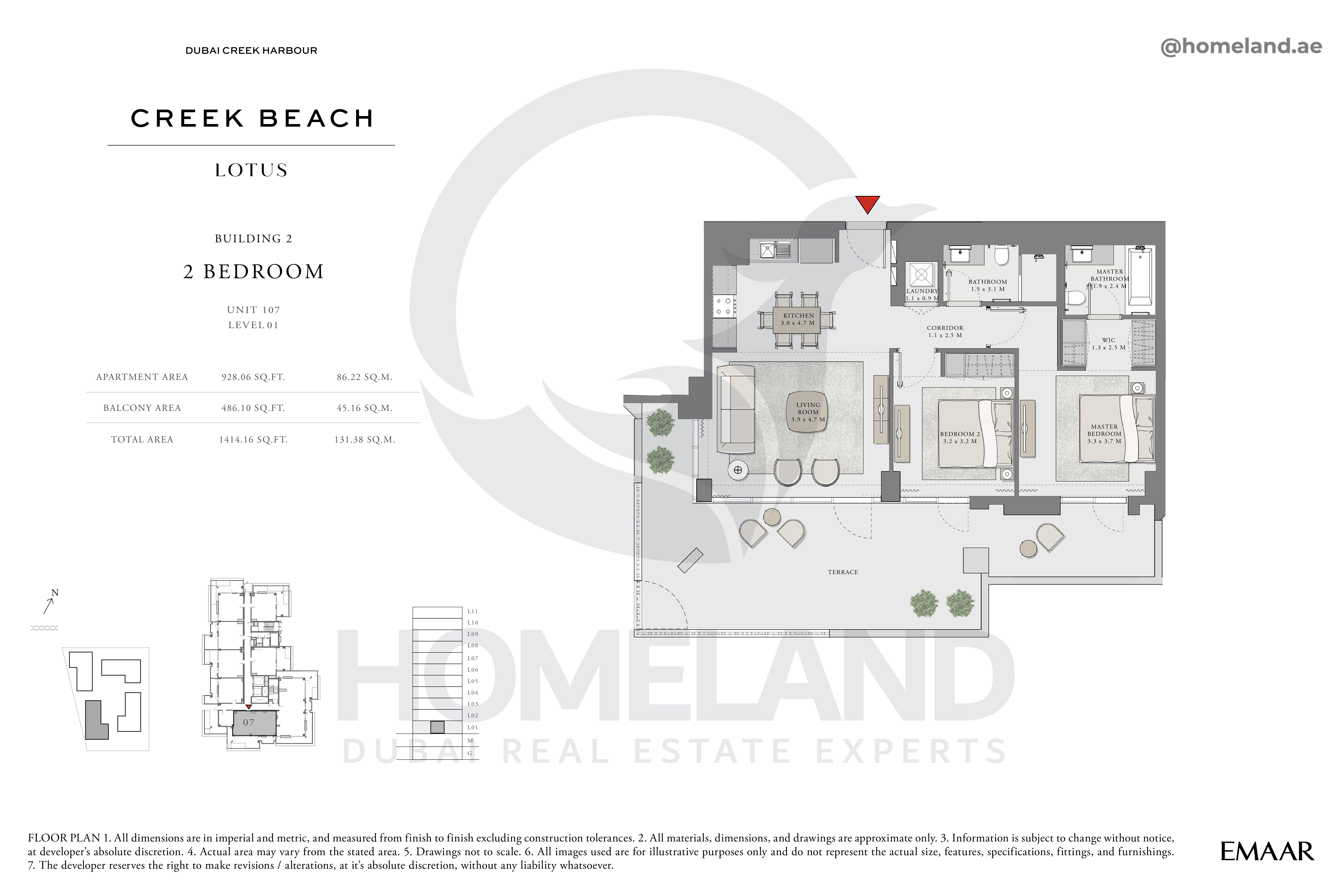 Lotus, 1 BR, Unit 107, Level 1, 1414 SQFT
