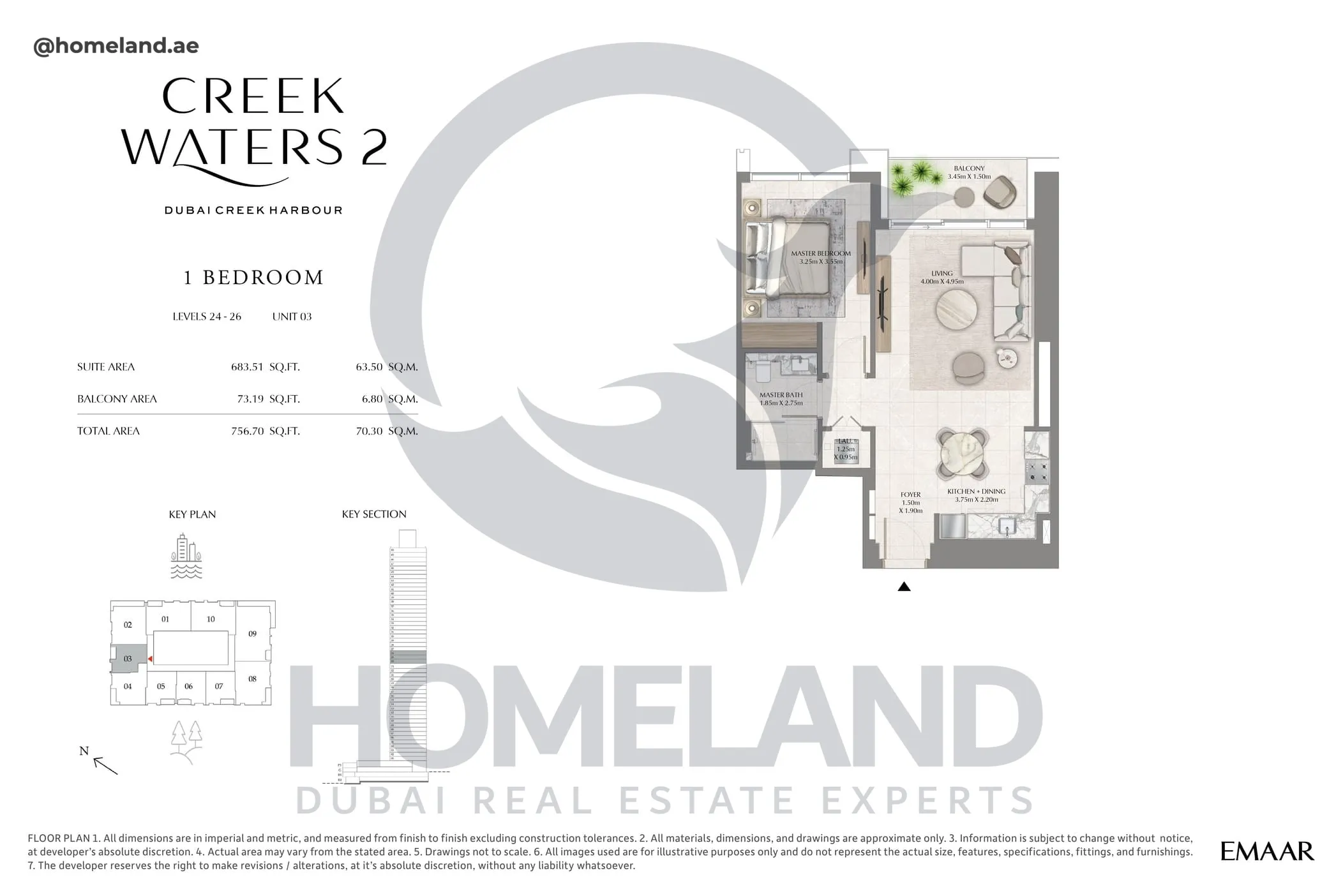 Creek Waters 2, 1BR, Levels 24-26, Unit 03, 756 SQFT