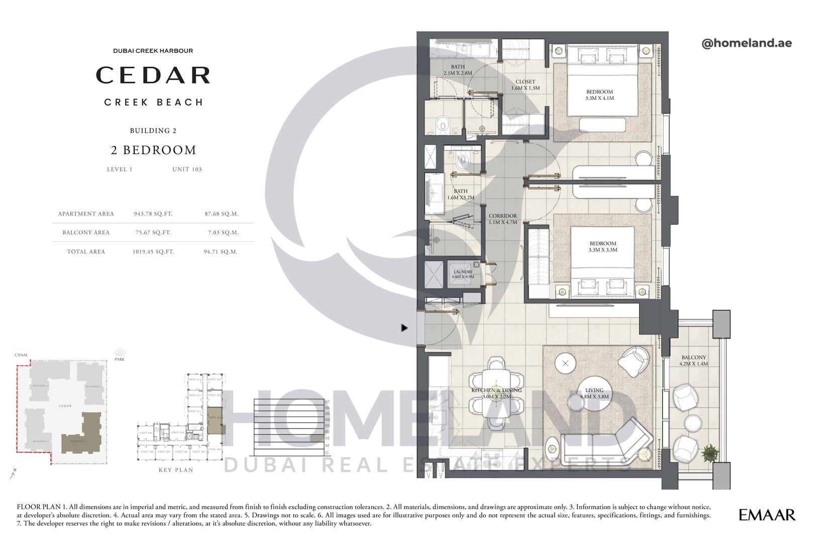 Cedar, Building 2, 2 BR, Level 1, Unit 103, 1019 SQFT