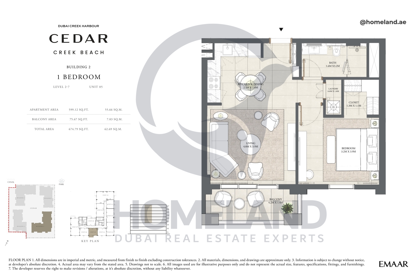 Cedar, Building 2, 1 BR, Level 2-7, Unit 05, 674 SQFT