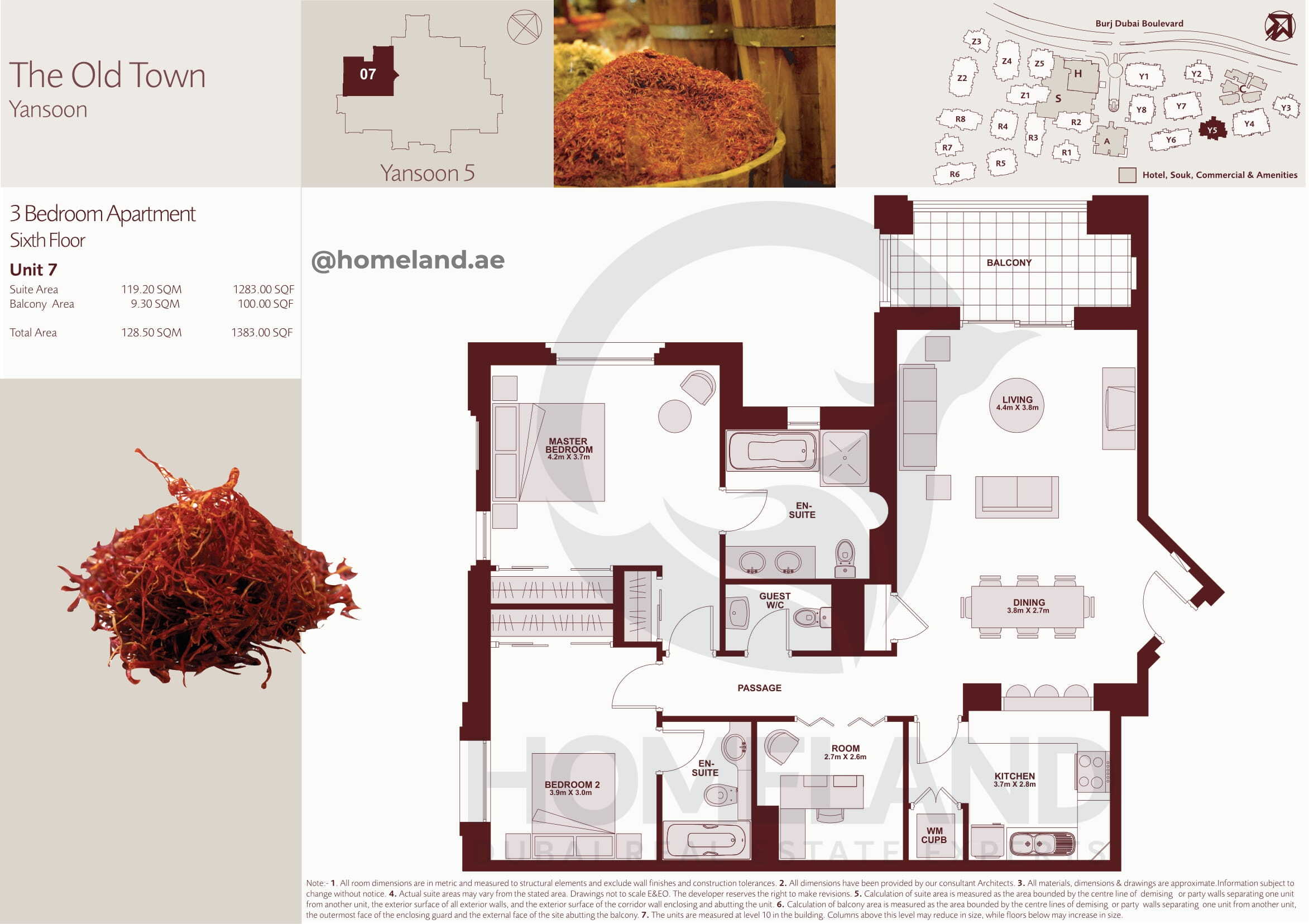The Old Town Yansoon 5, Sixth Floor, 3 BR, Unit 7, 1383 SQFT