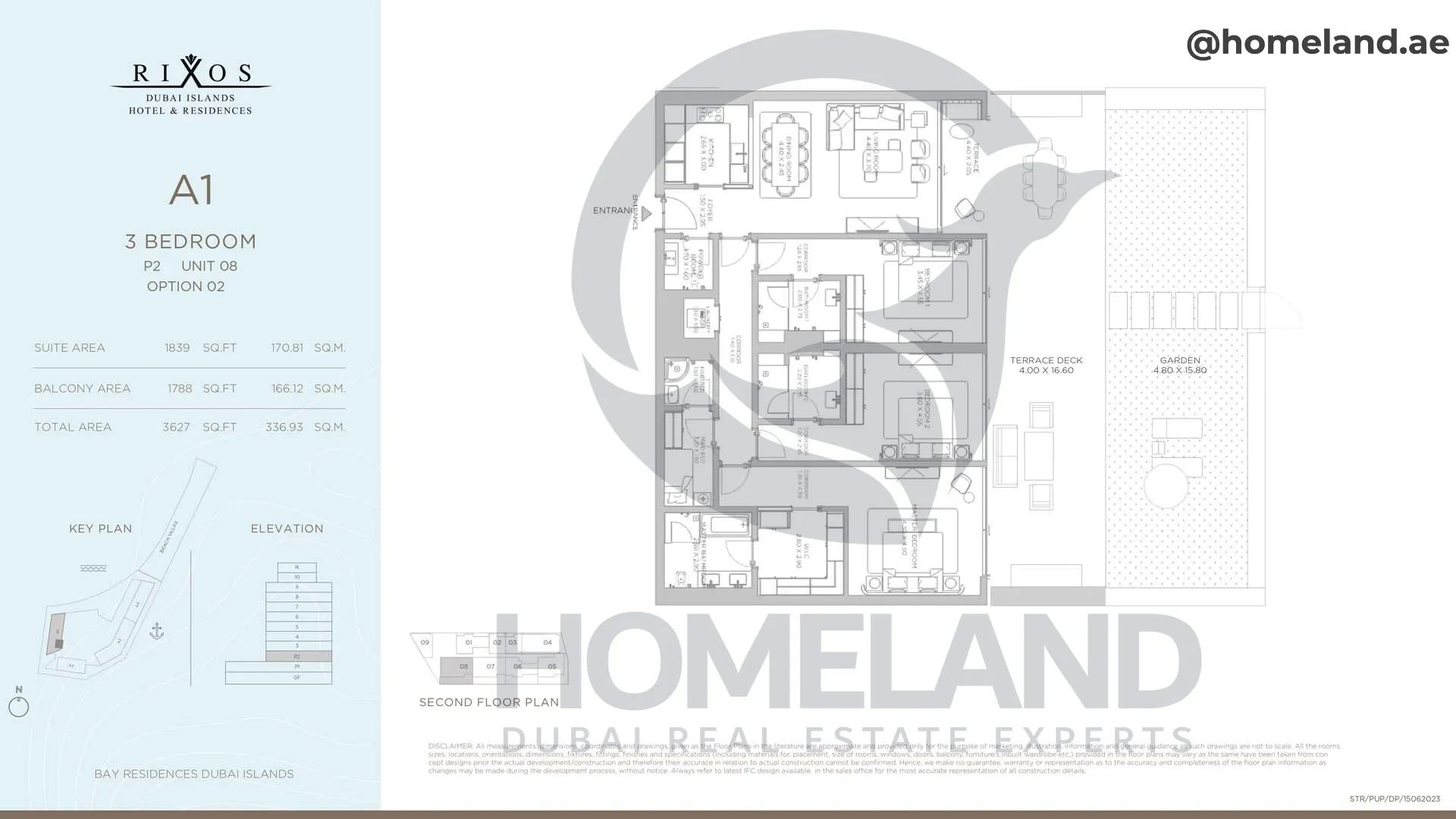 Rixos, A1, 3 BR, P2, Unit 08 Option 2, 3627 SQFT