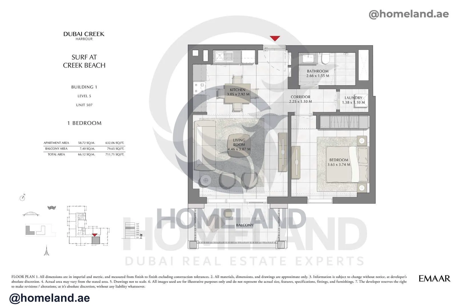 Surf, Building 1, Level 5, Unit 507, 1 BR, 711 SQFT