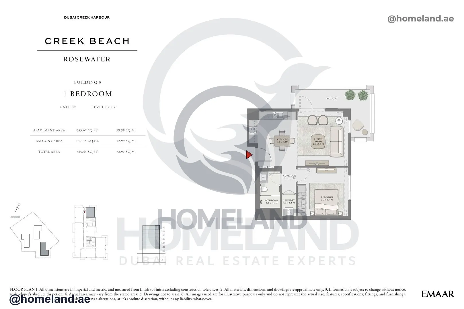 Rosewater, Building 3, 1 BR, Unit 02, Level 2-7, 785 SQFT