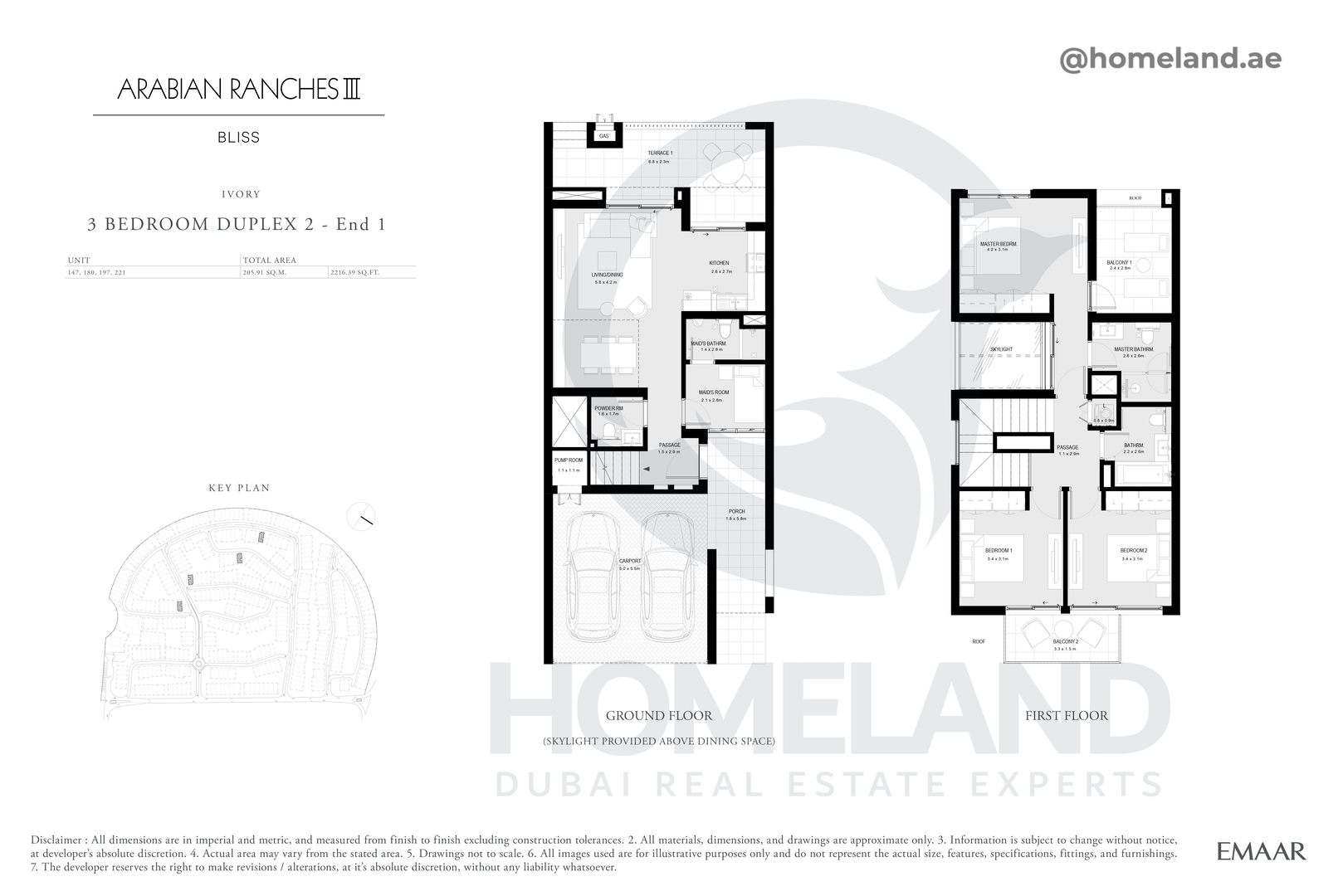 Bliss, Ivory, 3 BR Duplex 2 - End 1, 2216 SQFT