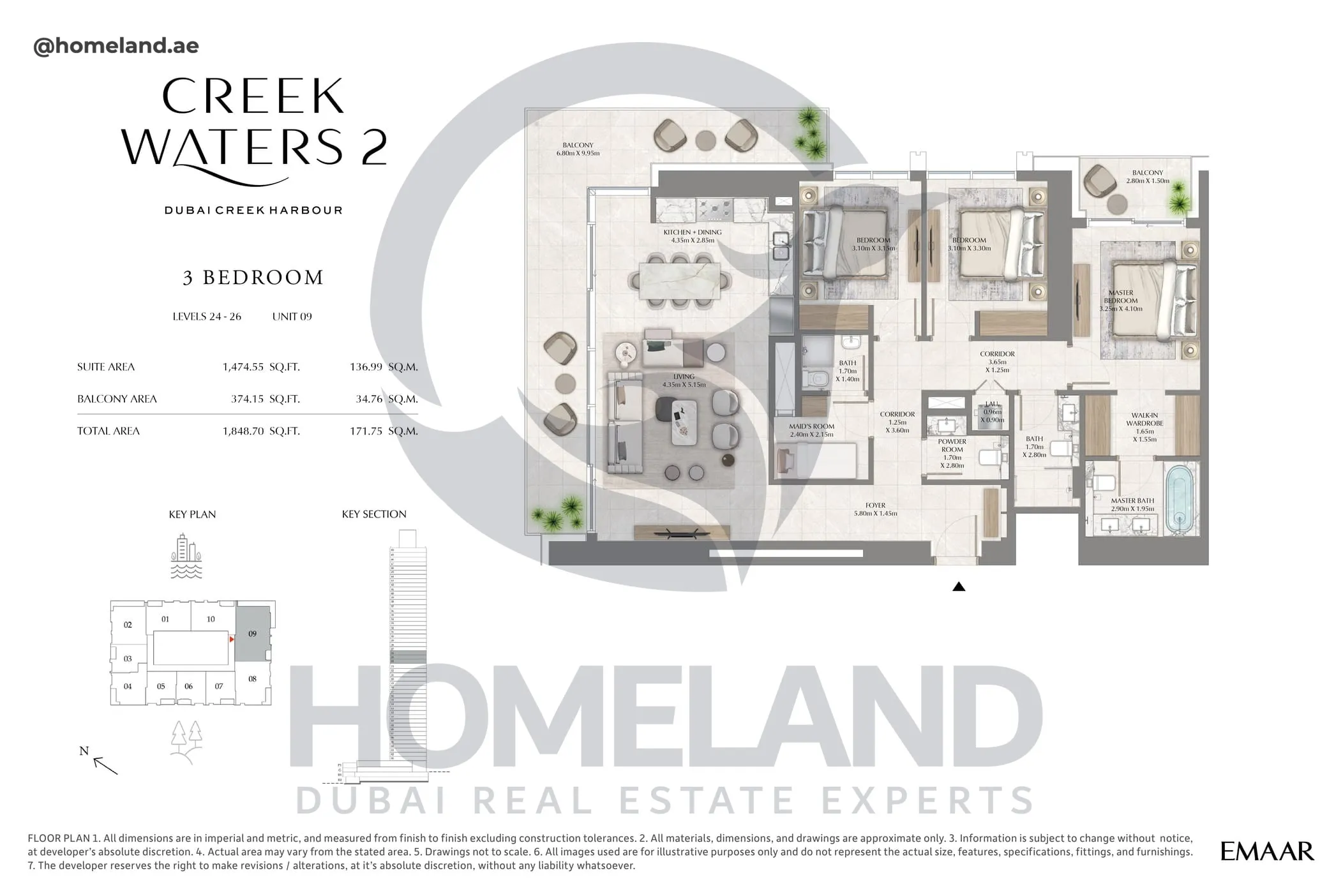 Creek Waters 2, 3BR, Levels 24-26, Unit 09, 1848 SQFT