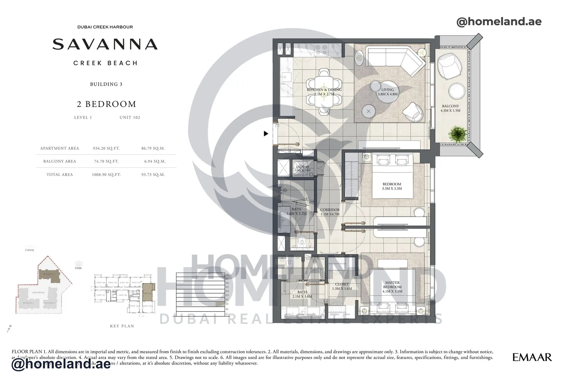 Savanna, Building 3, 2 BR, Level 1, Unit 102, 1008 SQFT