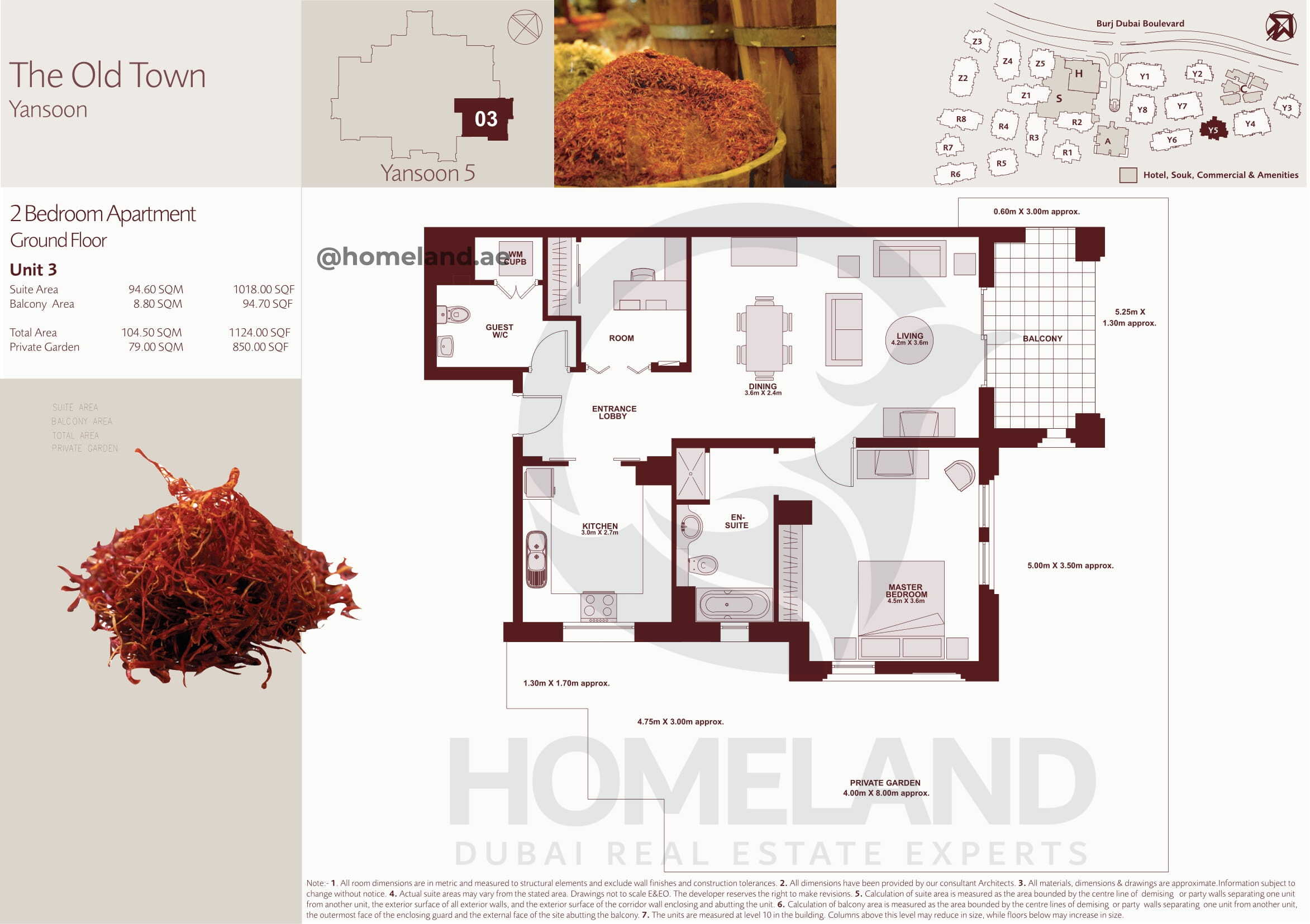 The Old Town Yansoon 5, Ground Floor, 2 BR, Unit 3, 1124+Garden SQFT