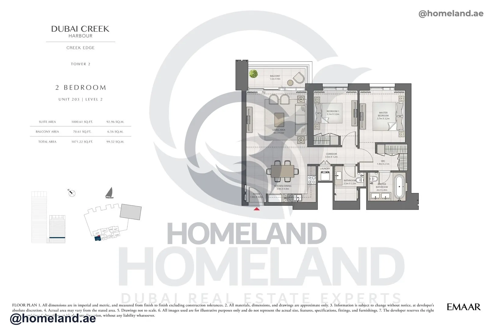 Creek Edge, Tower 2, 2 BR, Unit 203, Level 2, 1071 SQFT