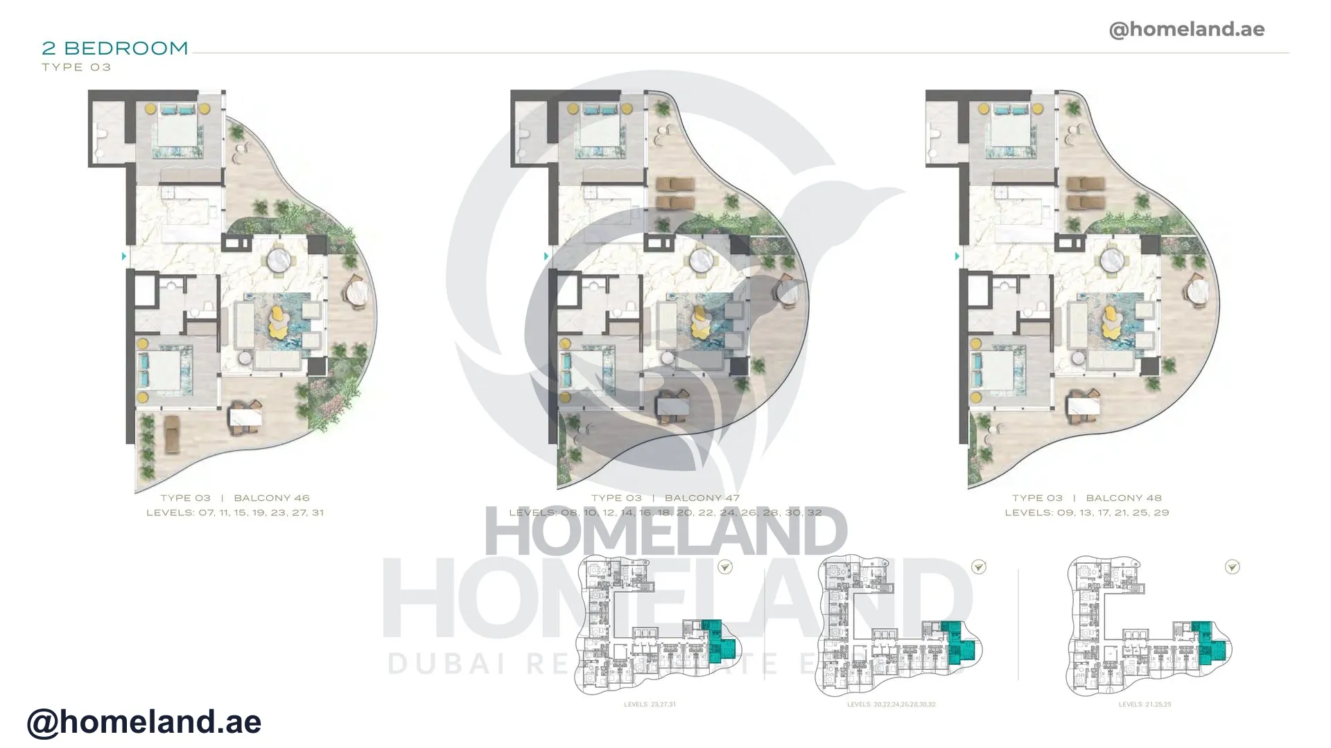 Chic Tower, 2 BR, Type 3, Balcony 46-47-48, Level 7-32