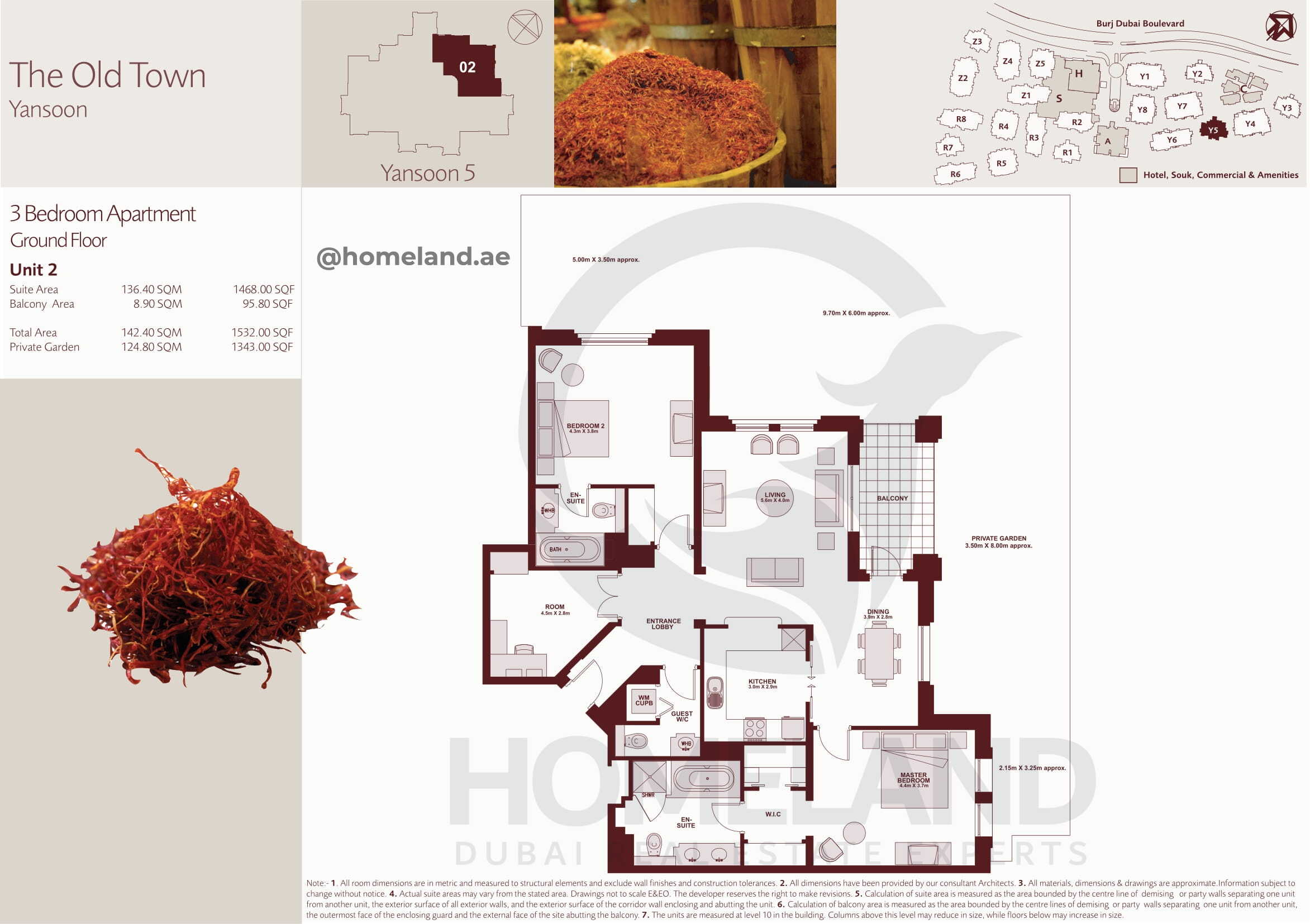 The Old Town Yansoon 5, Ground Floor, 3 BR, Unit 2, 1532+Garden SQFT
