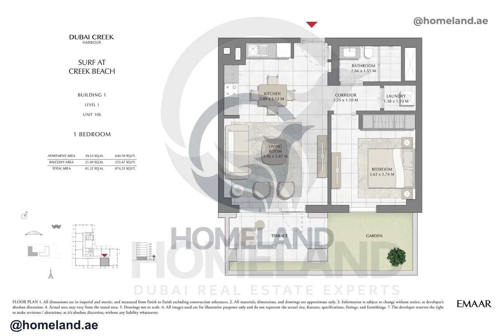 Surf, Building 1, Level 1, Unit 106, 1 BR, 874 SQFT