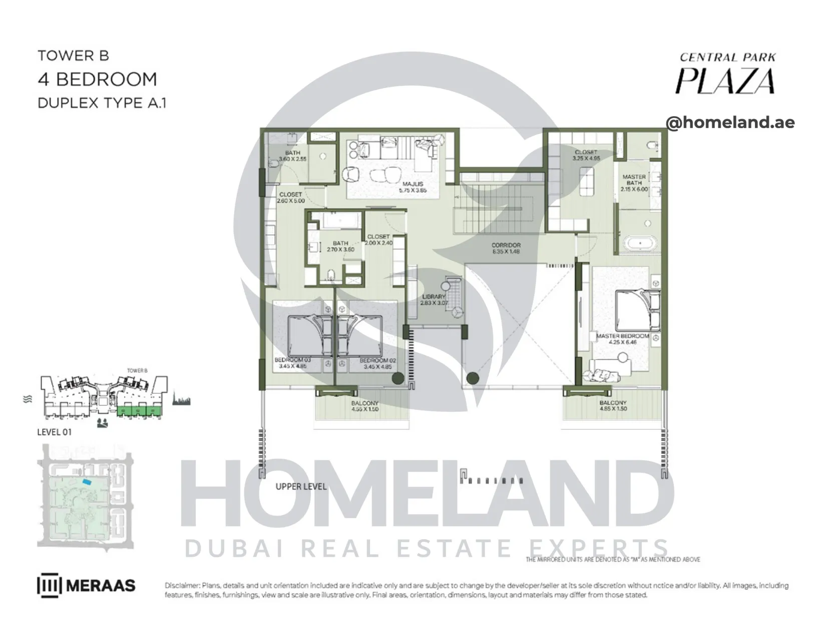 Central Park Plaza, Tower B, 4 BR, Duplex Type A.1, Level 1