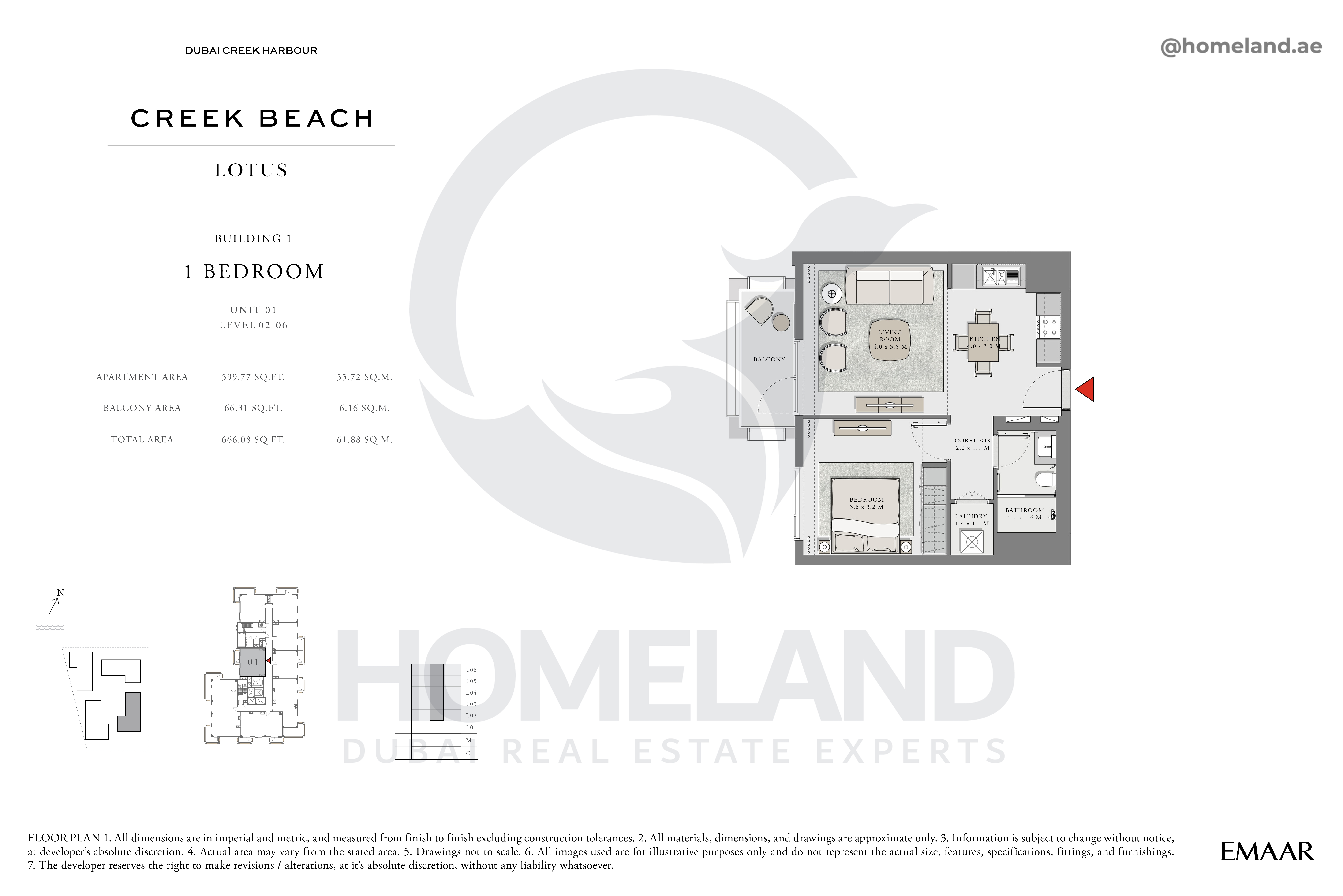 Lotus, 1 BR, Unit 01, Level 2-6, 666 SQFT