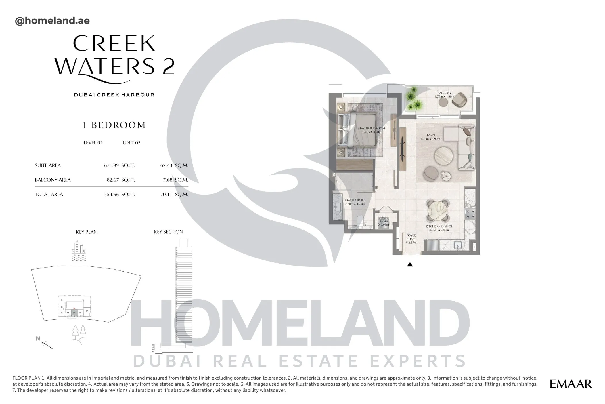 Creek Waters 2, 1BR, Levels 01, Unit 05, 754 SQFT