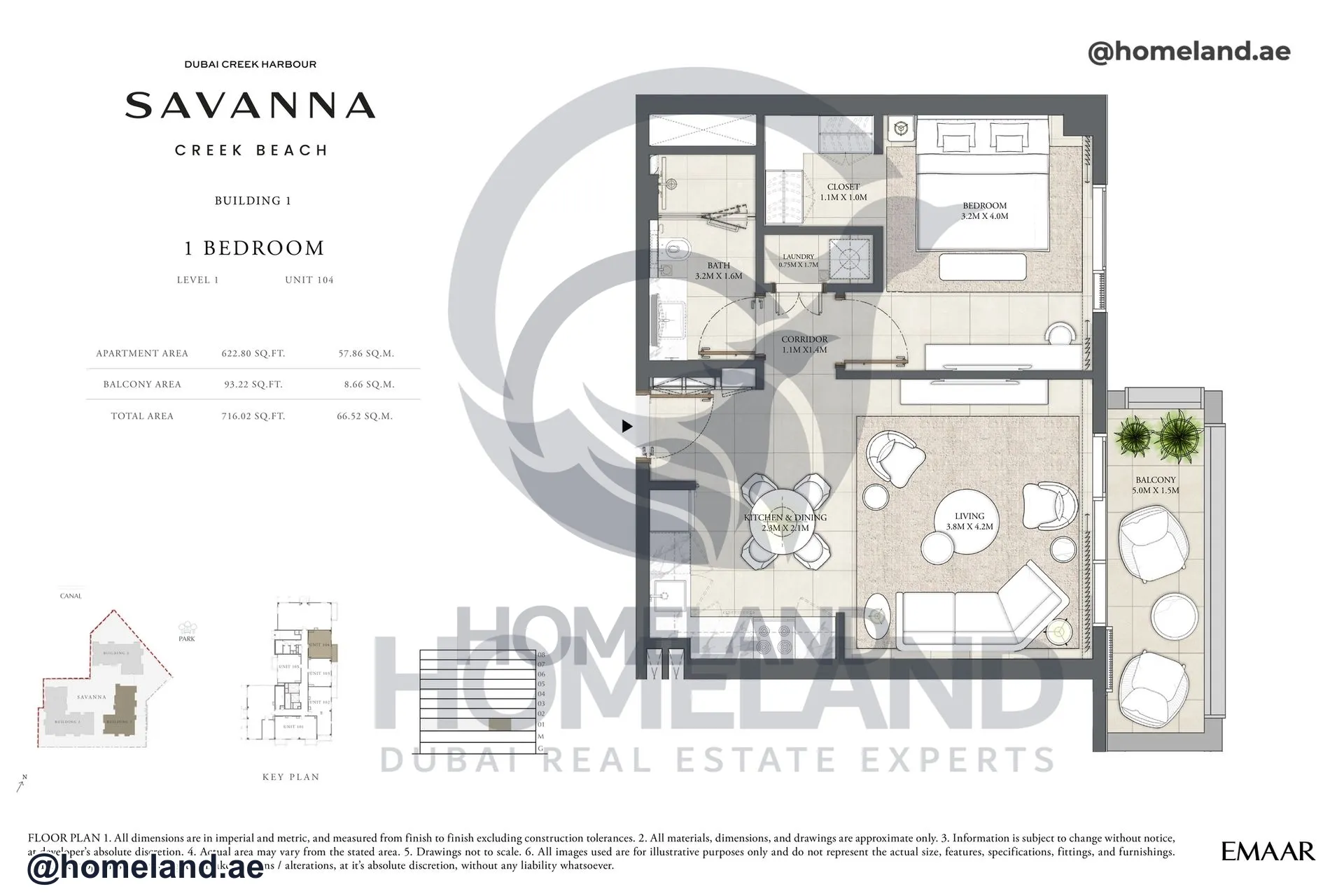 Savanna, Building 1, 1 BR, Level 1, Unit 104, 716 SQFT