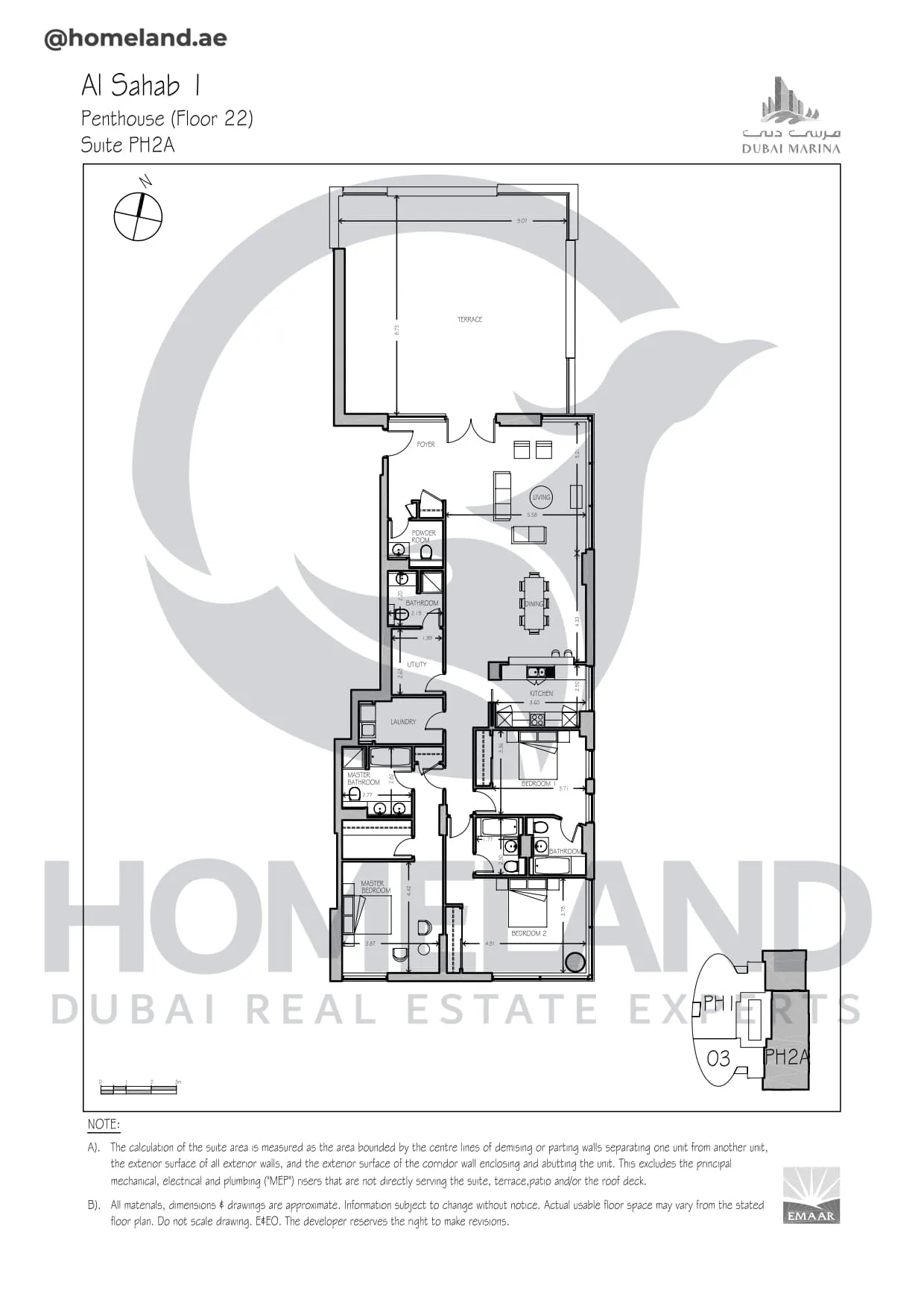 Al Sahab 1, Penthouse (Floor 22), Suite PH2A