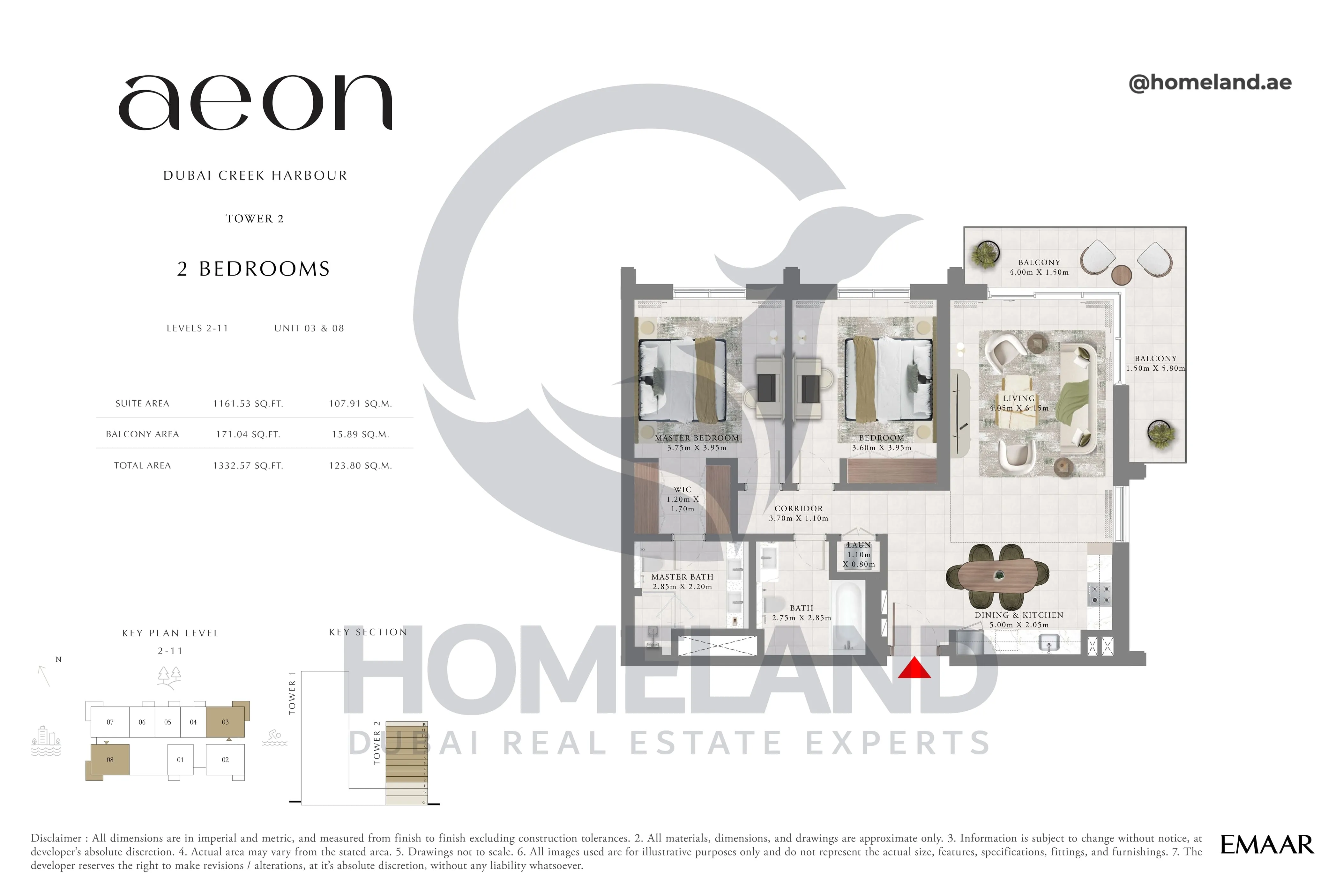 Aeon, Tower 2, 2 BR, Level 2-11, Unit 03-08, 1332 SQFT