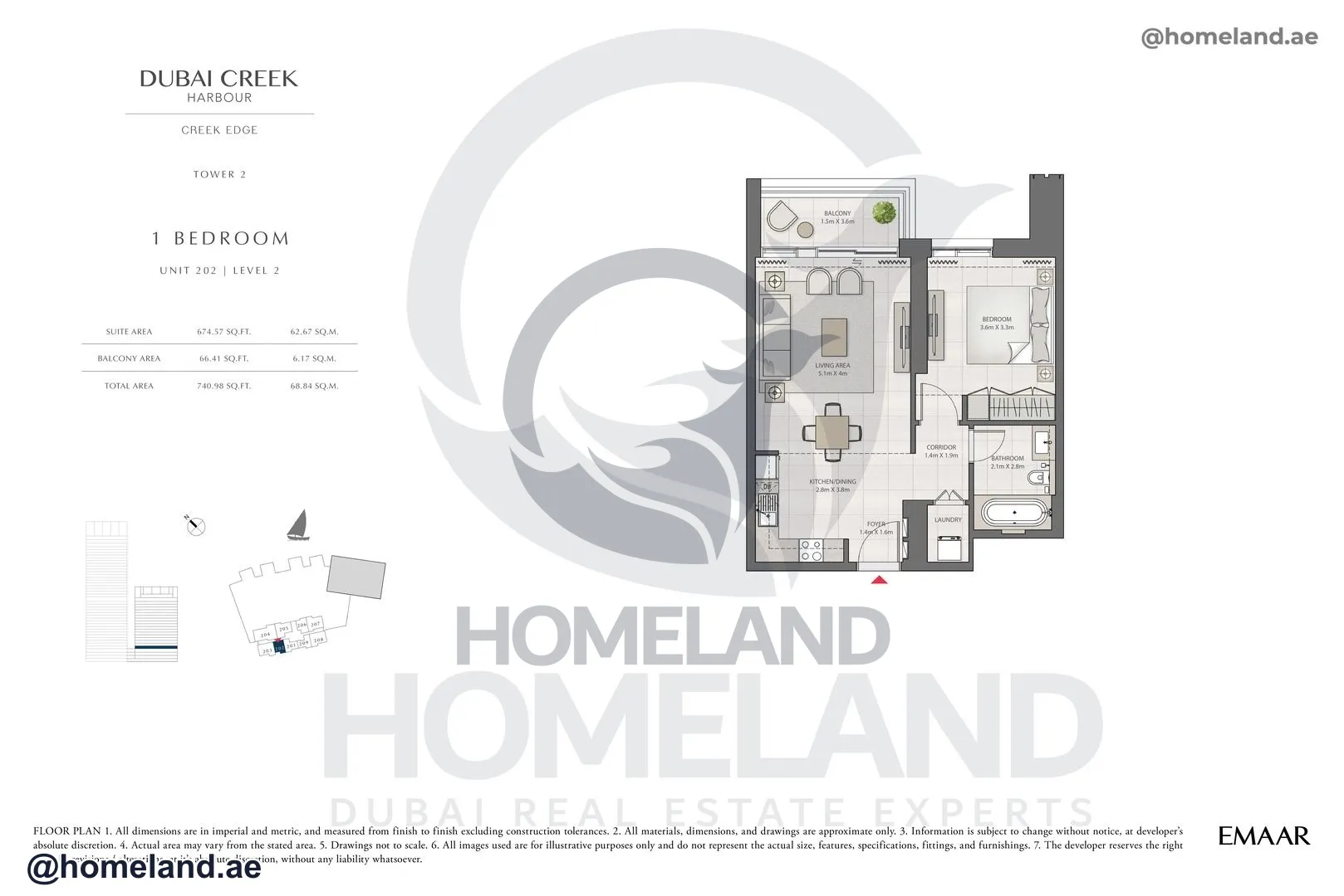 Creek Edge, Tower 2, 1 BR, Unit 202, Level 2, 740 SQFT