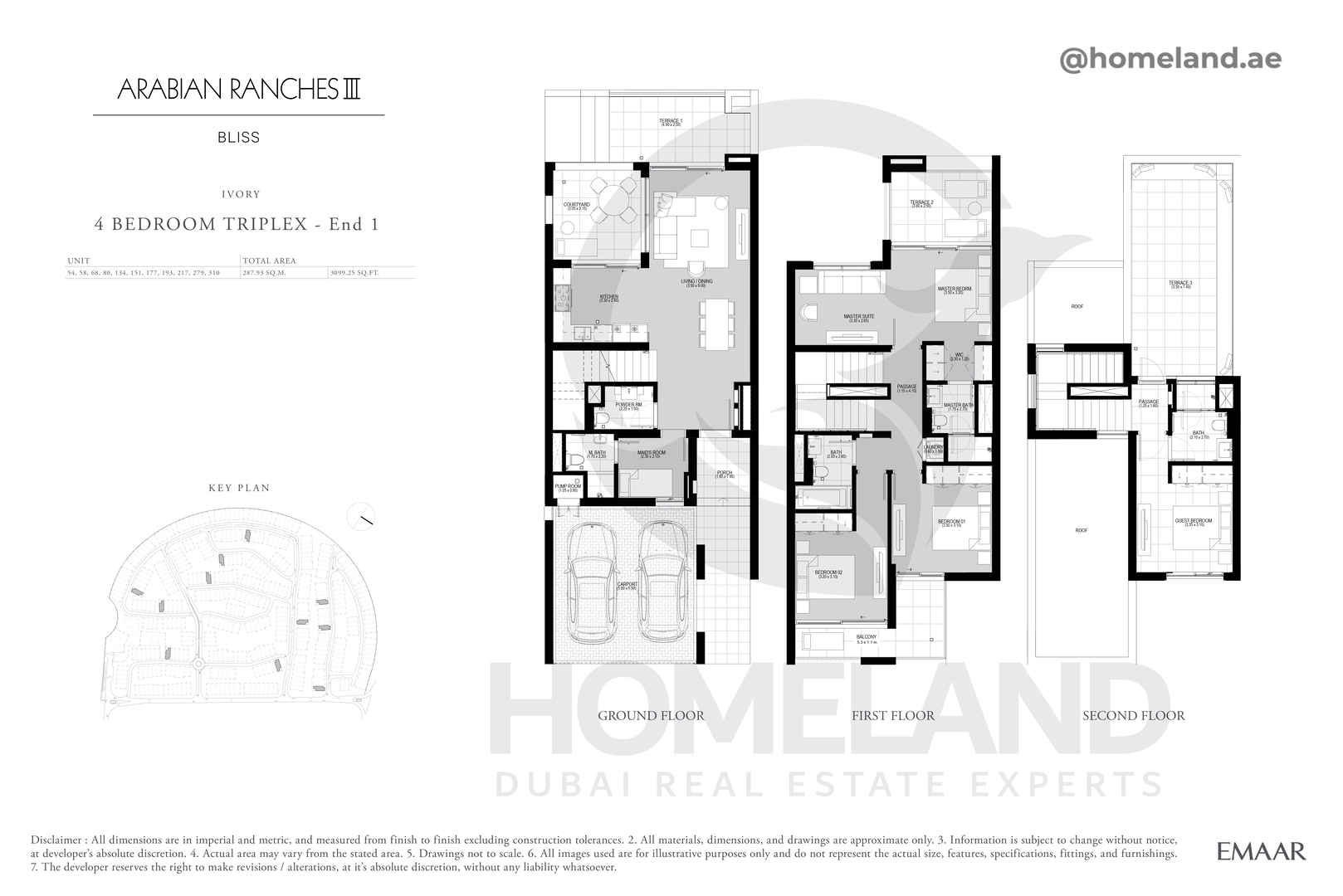 Bliss, Ivory, 4 BR Triplex - End 1, 3099 SQFT