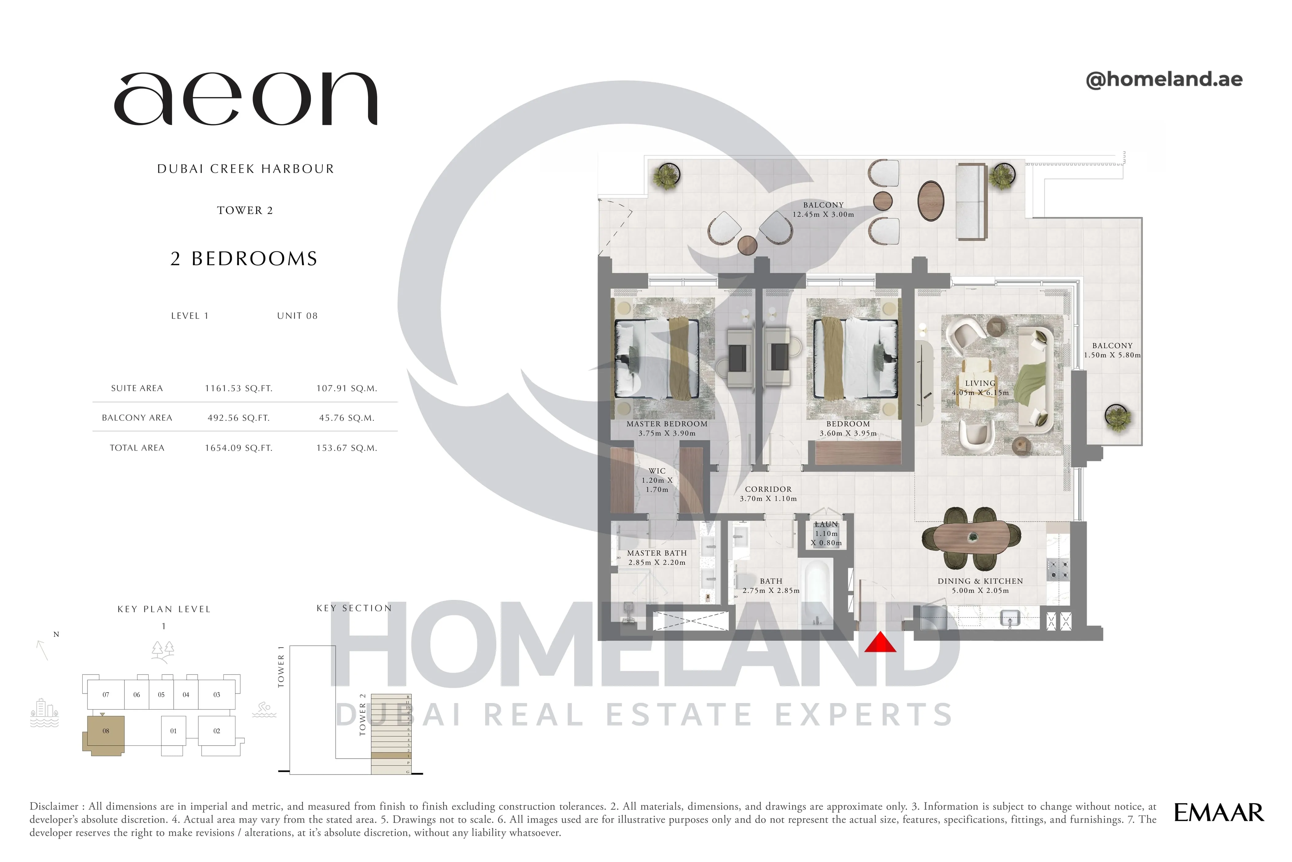 Aeon, Tower 2, 2 BR, Level 1, Unit 08, 1654 SQFT