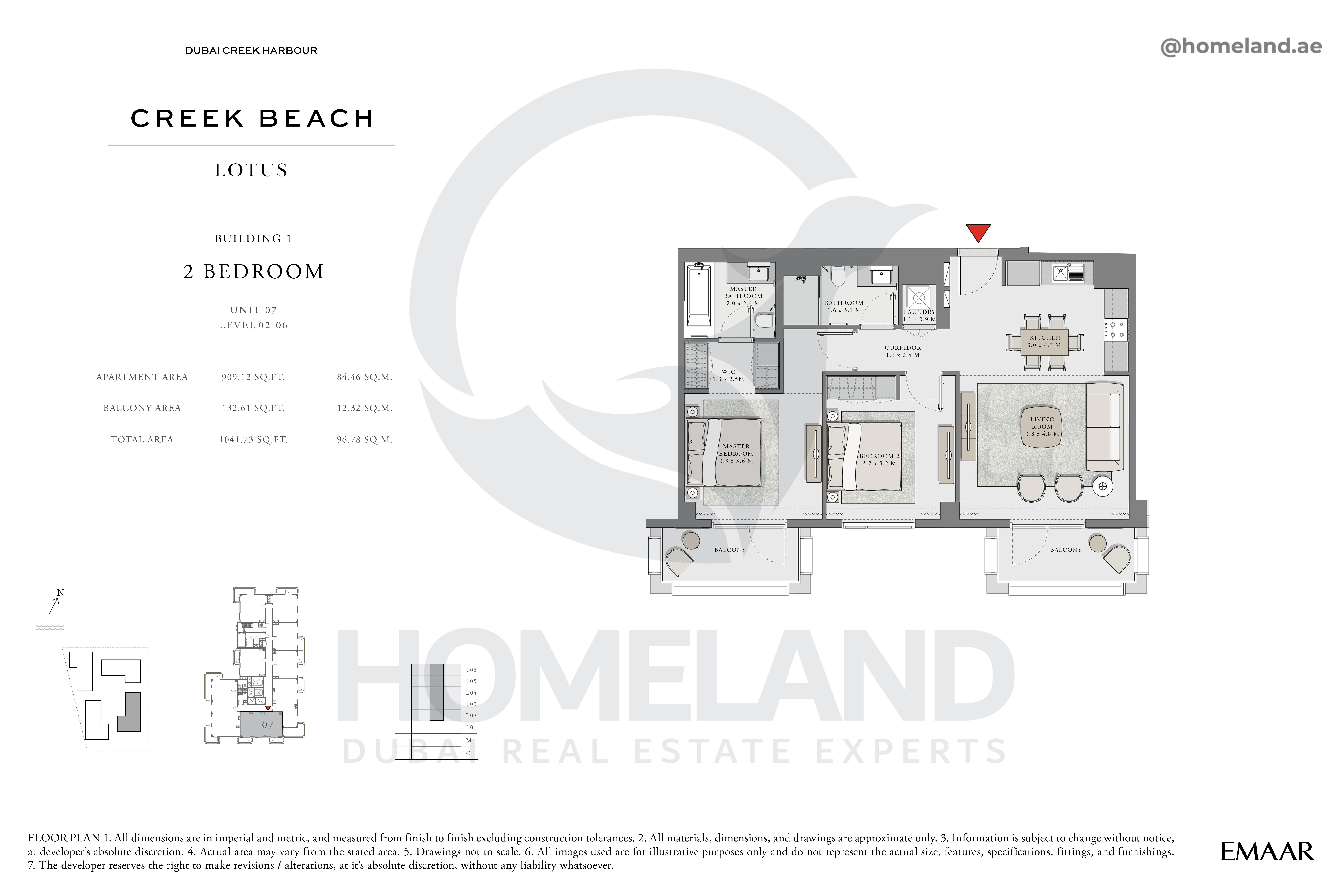 Lotus, 2 BR, Unit 07, Level 2-6, 1041 SQFT
