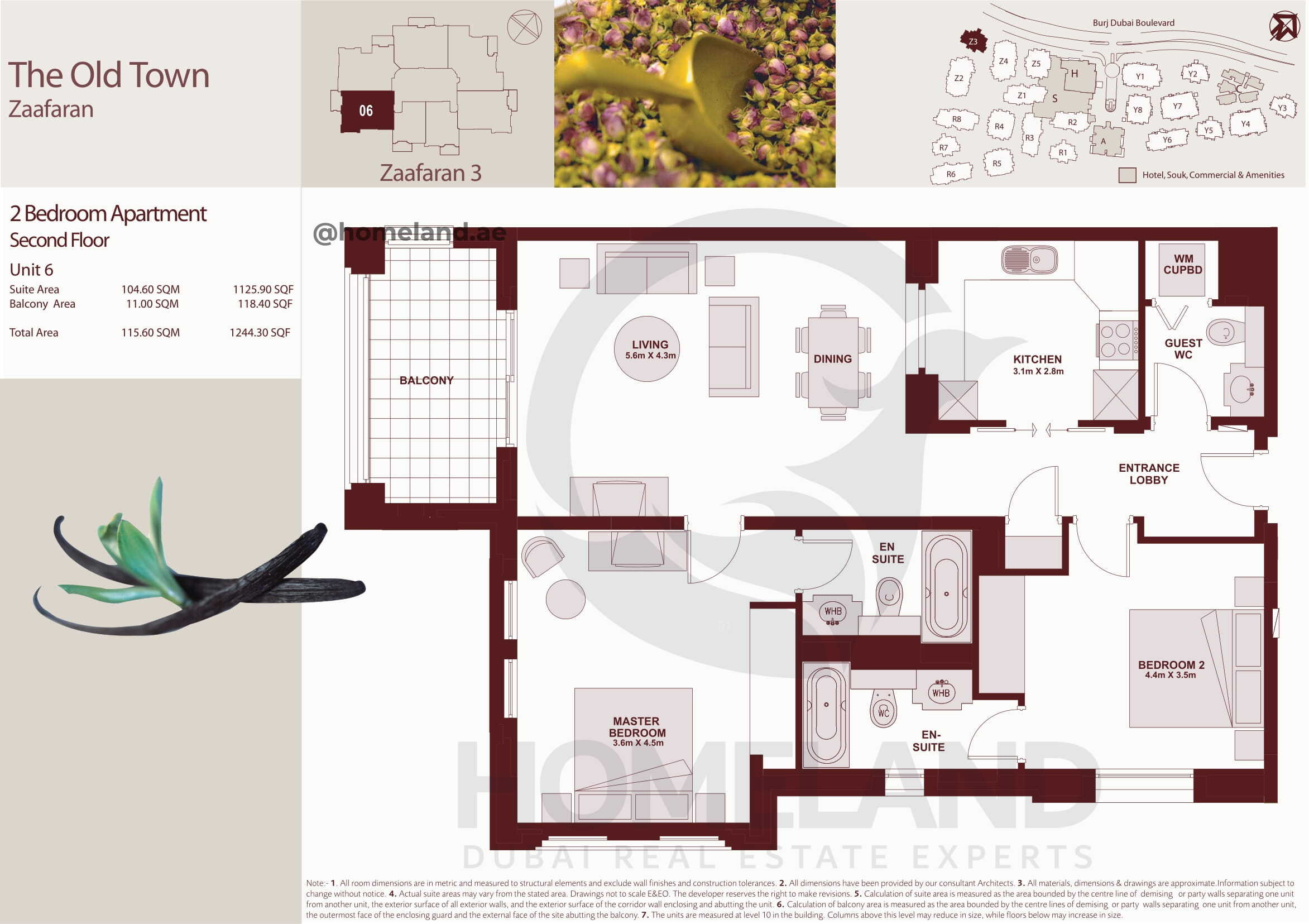 The Old Town Zaafaran 3, Second Floor, 2 BR, Unit 6, 1244 SQFT