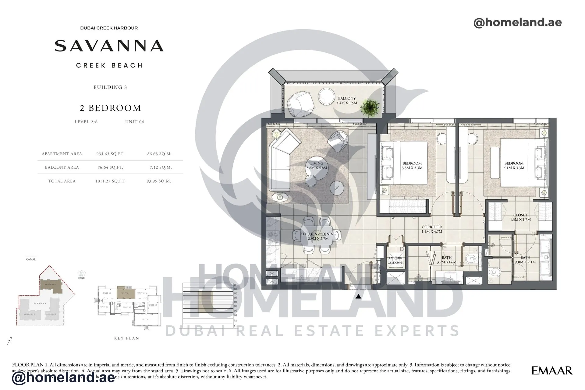 Savanna, Building 3, 2 BR, Level 2-6, Unit 03, 1001 SQFT