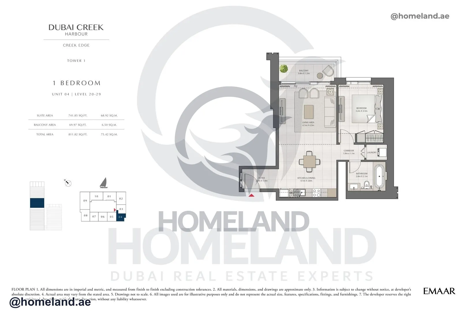 Creek Edge, Tower 1, 1 BR, Unit 04, Level 20-29, 811 SQFT