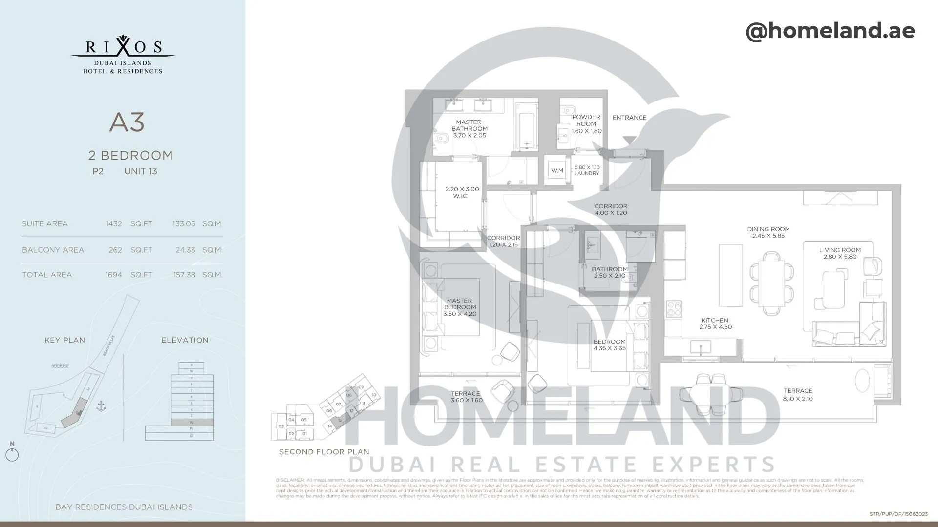 Rixos, A3, 2 BR, P2, Unit 13, 1694 SQFT