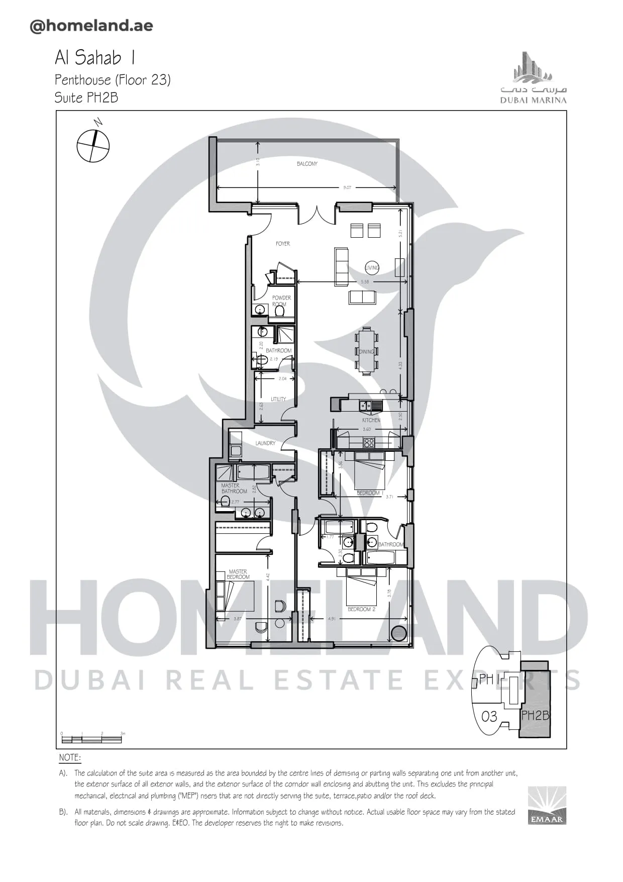 Al Sahab 1, Penthouse (Floor 23), Suite PH2B