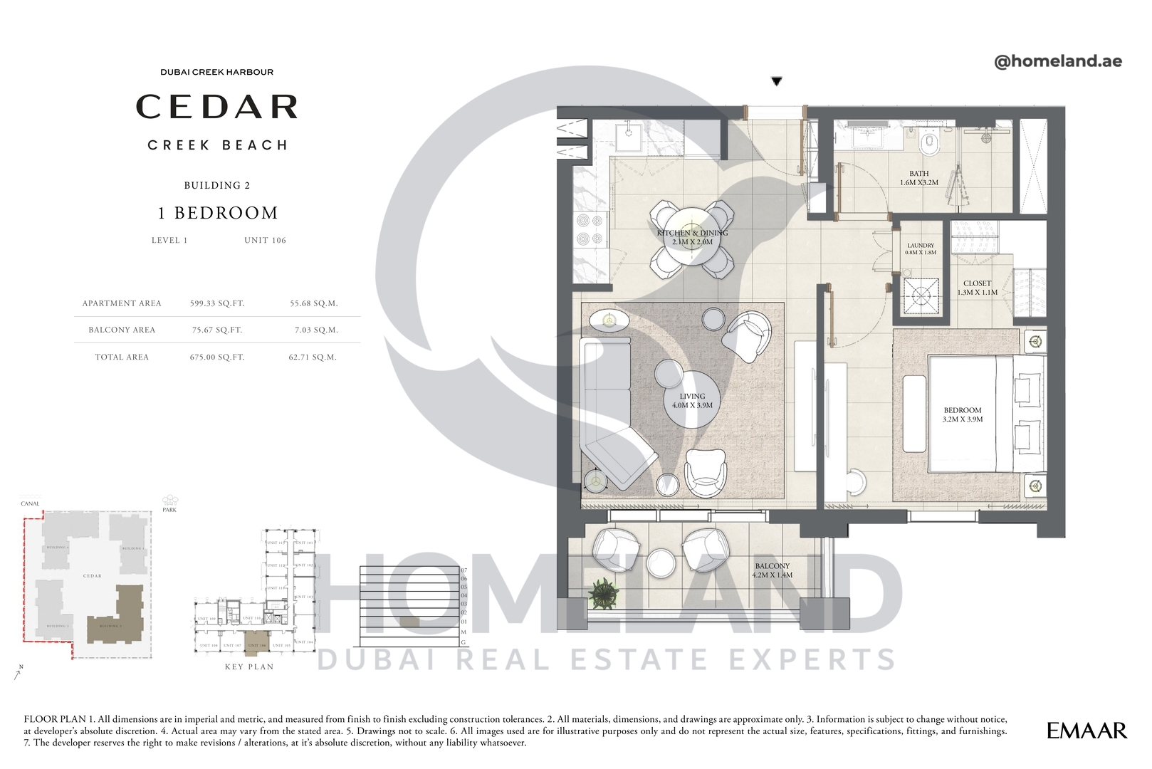 Cedar, Building 2, 1 BR, Level 1, Unit 106, 675 SQFT