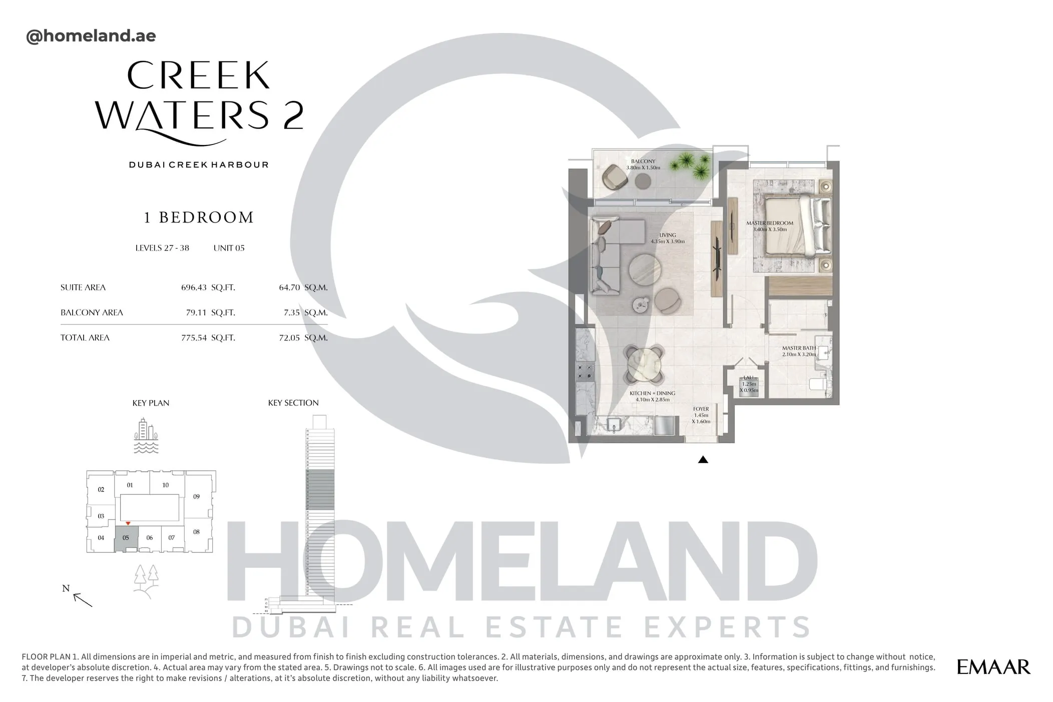 Creek Waters 2, 1BR, Levels 27-38, Unit 05, 775 SQFT