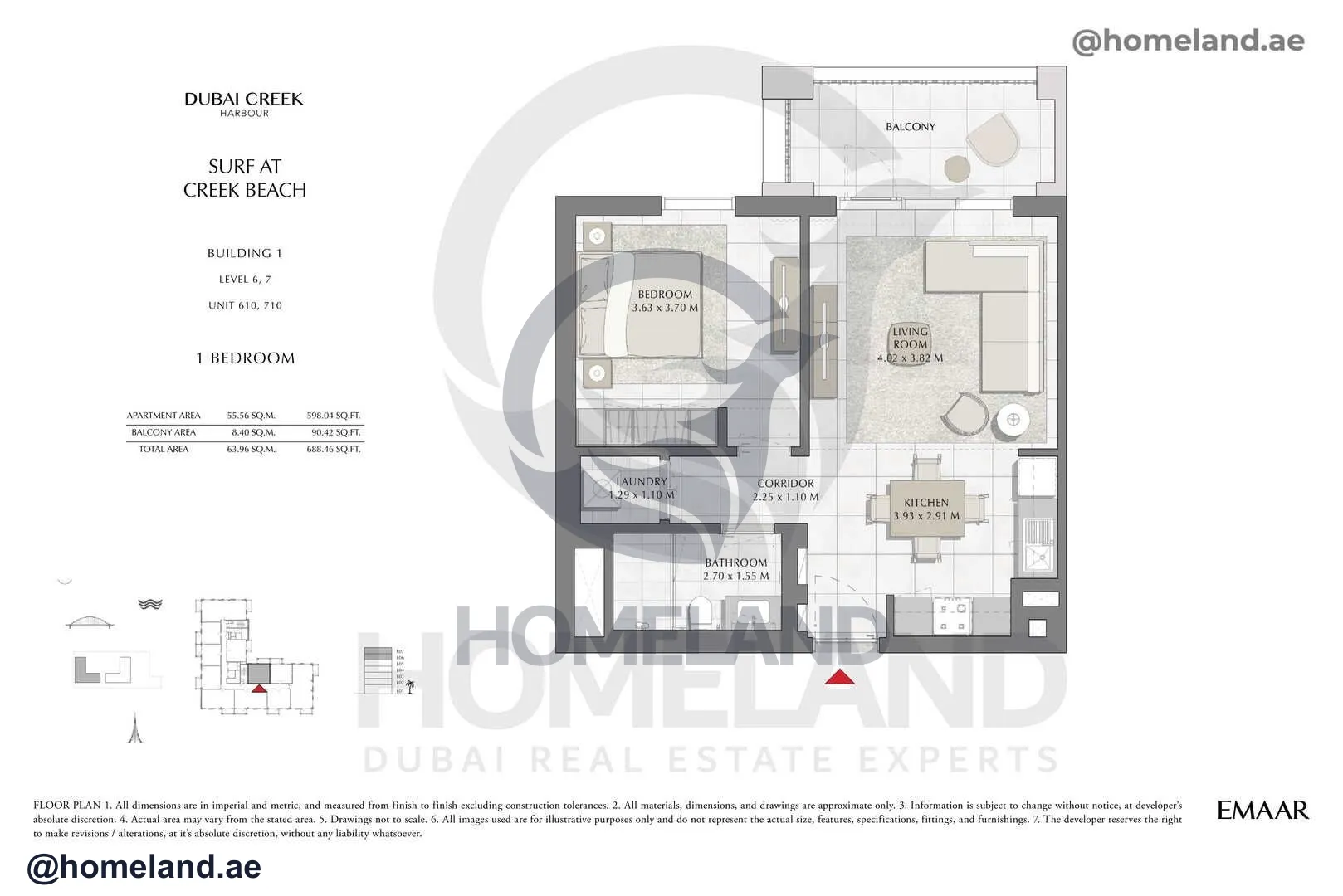 Surf, Building 1, Level 6-7, Unit 610-710, 1 BR, 688 SQFT
