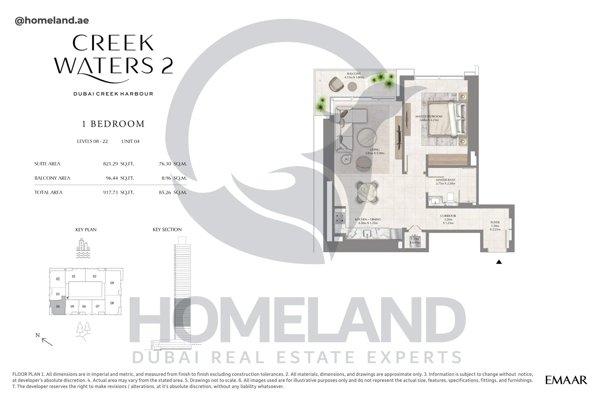 Creek Waters 2, 1BR, Levels 08-22, Unit 04, 917 SQFT