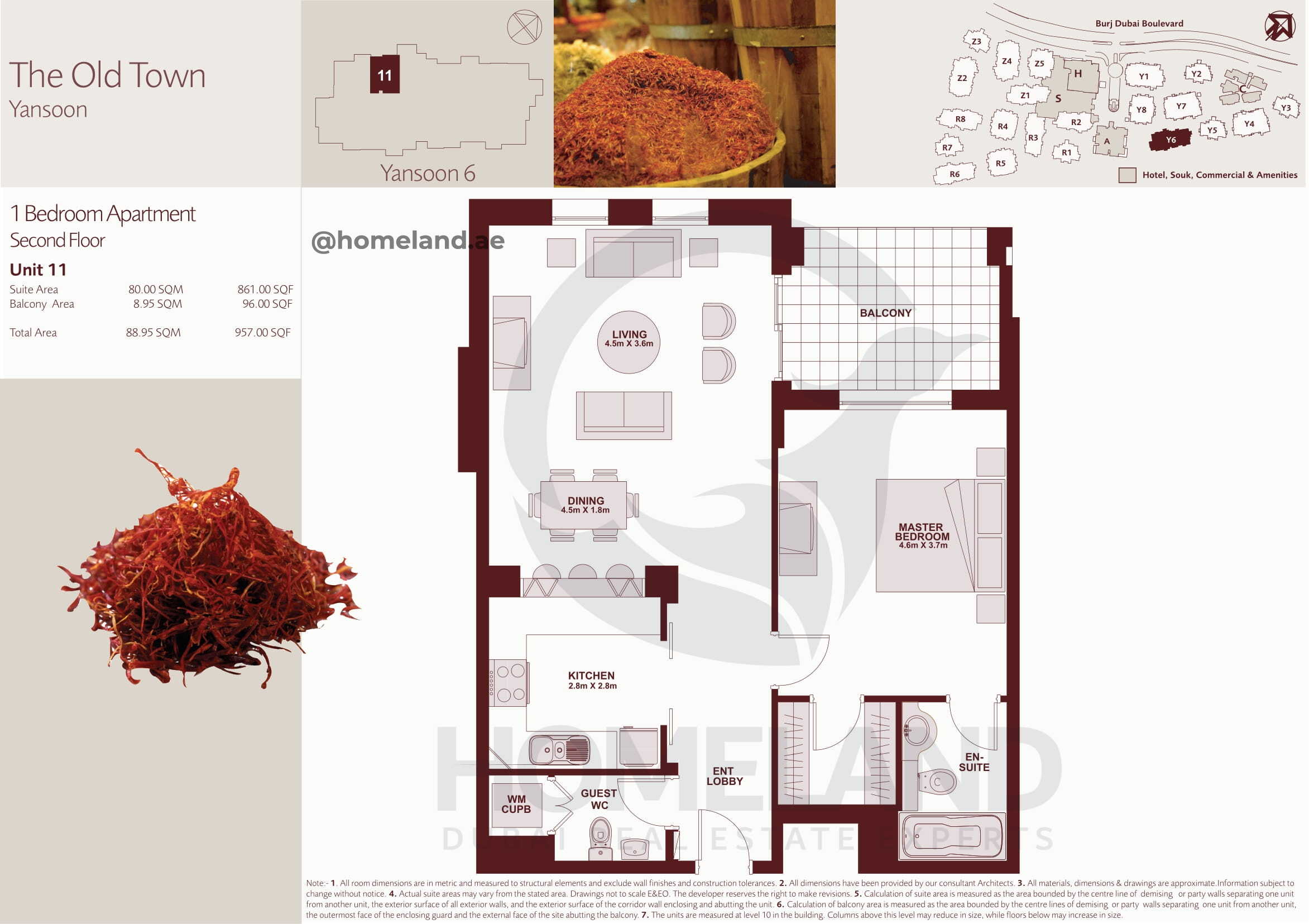 The Old Town Yansoon 6, Second Floor, 1 BR, Unit 11, 957 SQFT