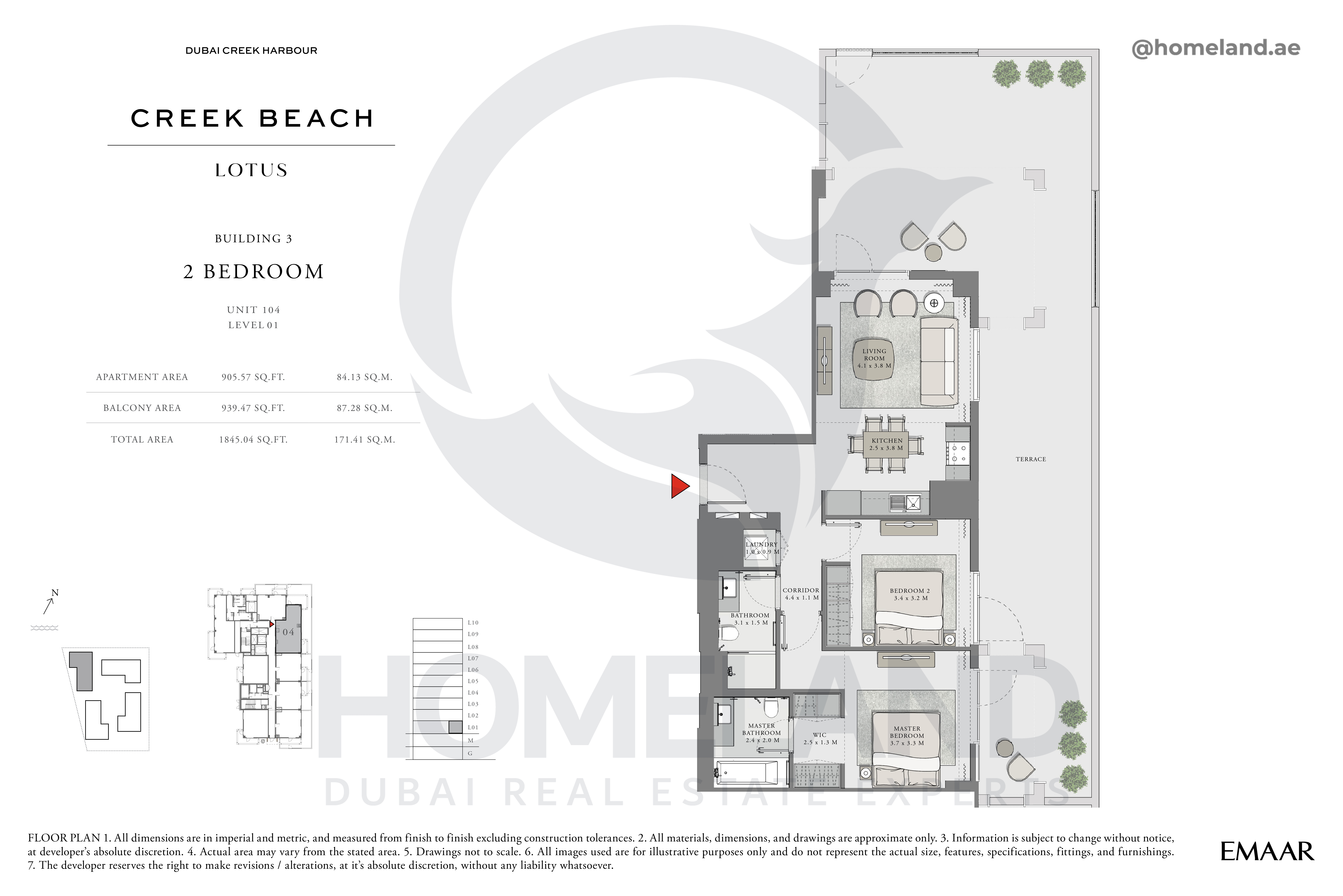 Lotus, 2 BR, Unit 104, Level 1, 1845 SQFT