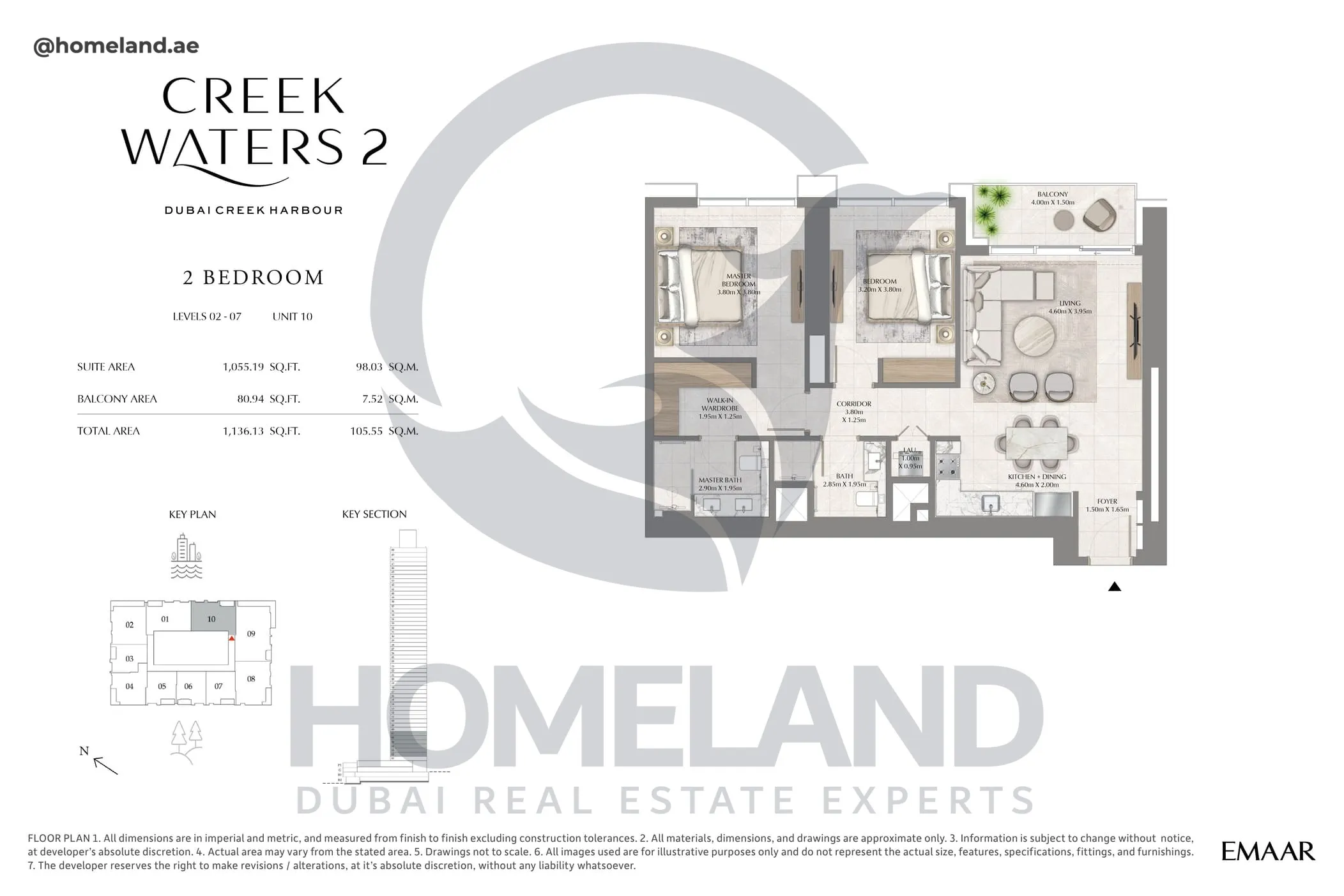 Creek Waters 2, 2BR, Levels 02-07, Unit 10, 1136 SQFT