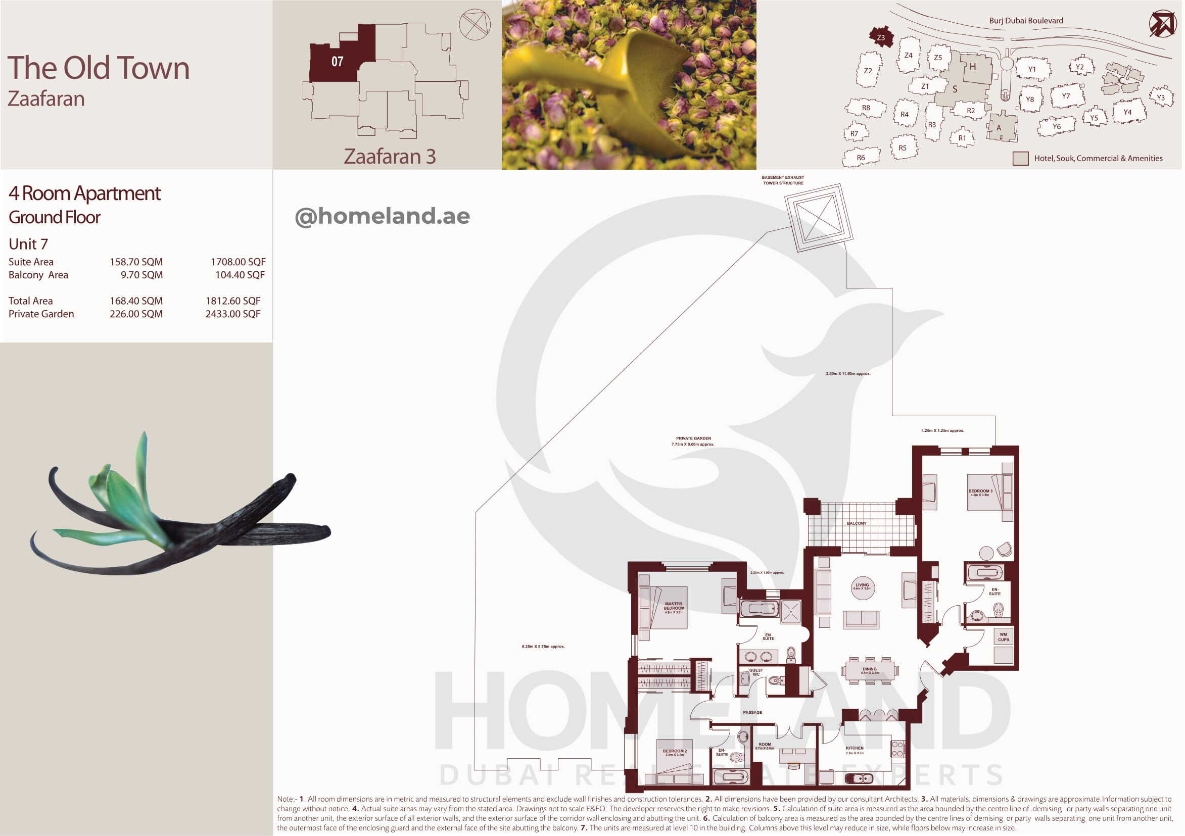 The Old Town Zaafaran 3, Ground Floor, 4 BR, Unit 7, 1812+Garden SQFT