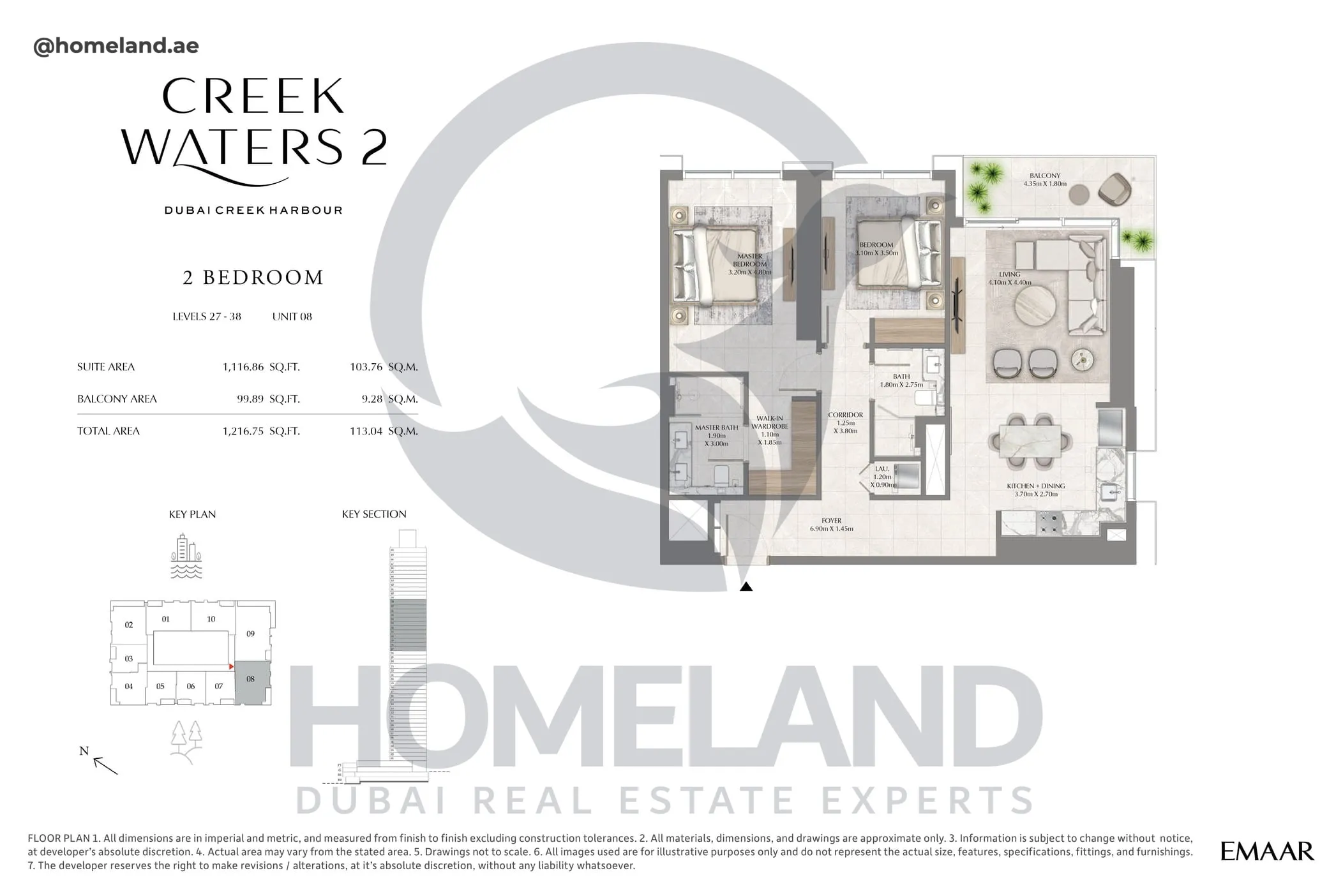 Creek Waters 2, 2BR, Levels 27-38, Unit 08, 1216 SQFT