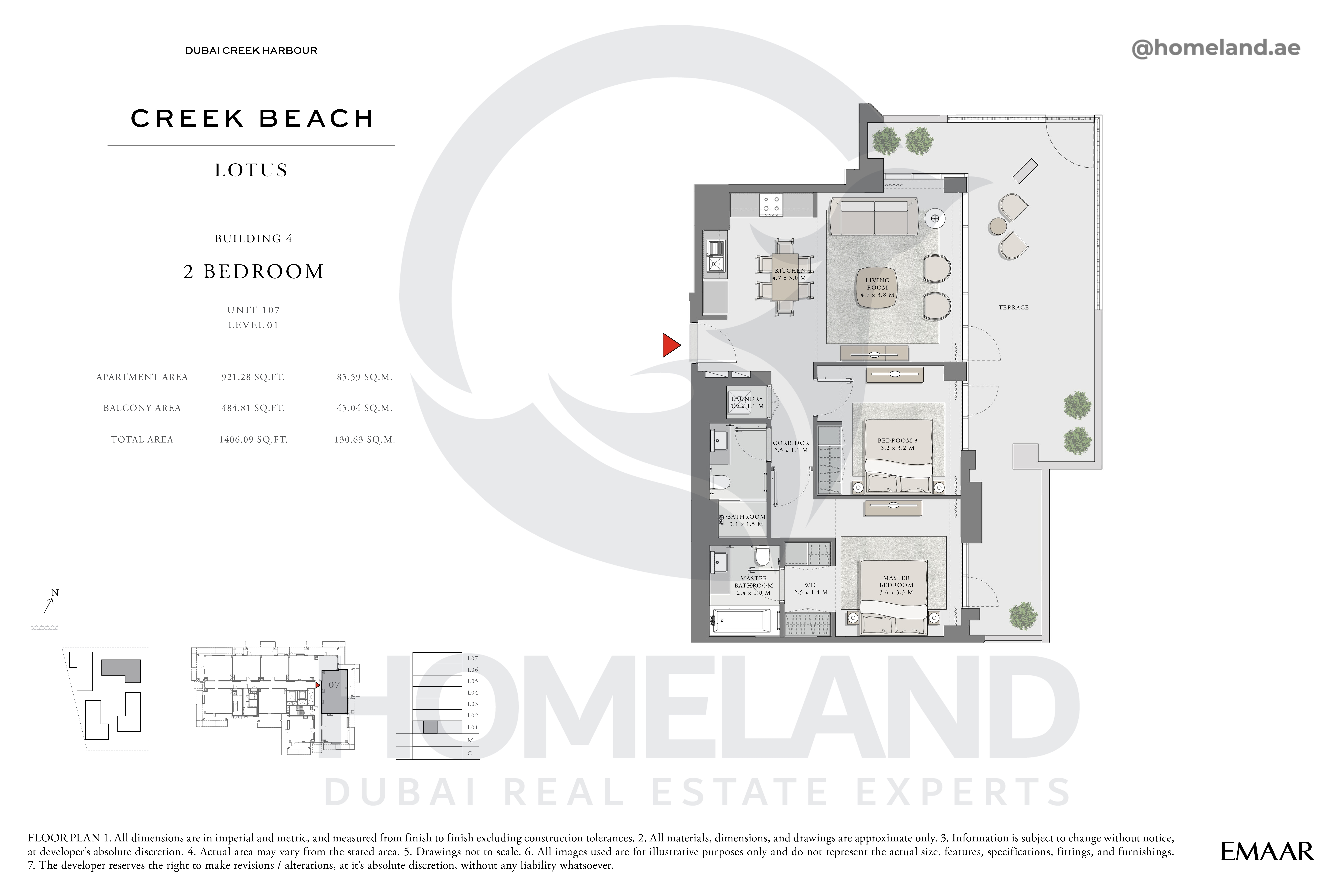 Lotus, 2 BR, Unit 107, Level 1, 1406 SQFT
