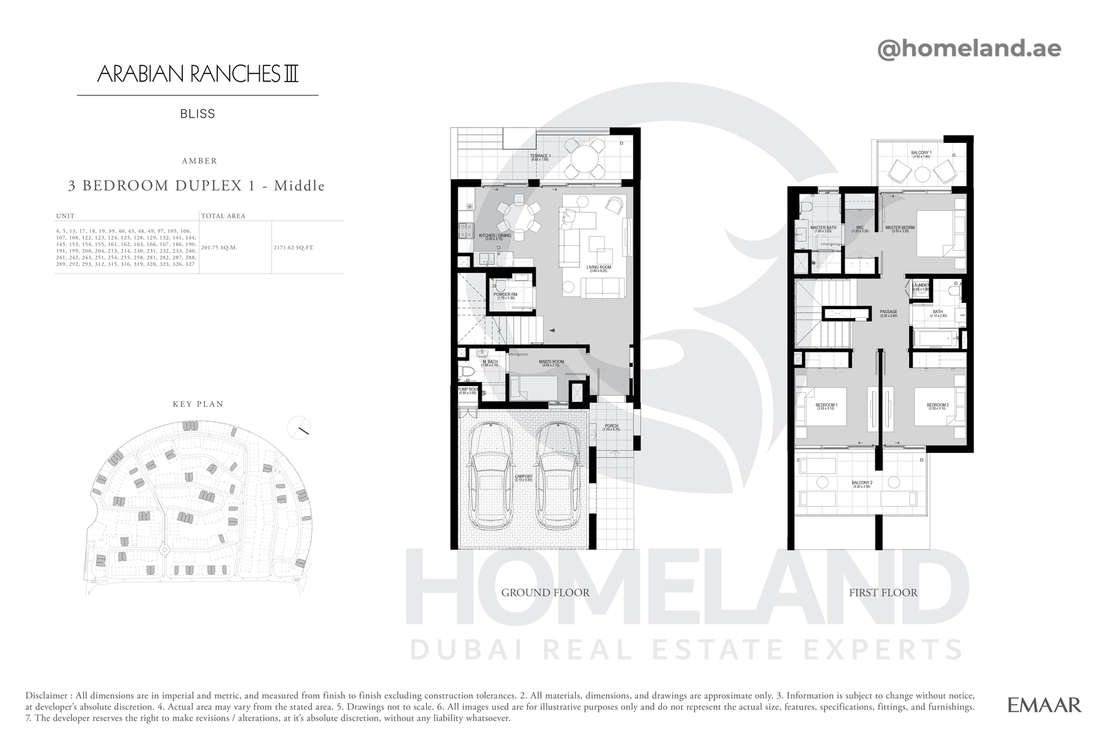 Bliss, Amber, 3 BR Duplex 1 - Middle, 2171 SQFT