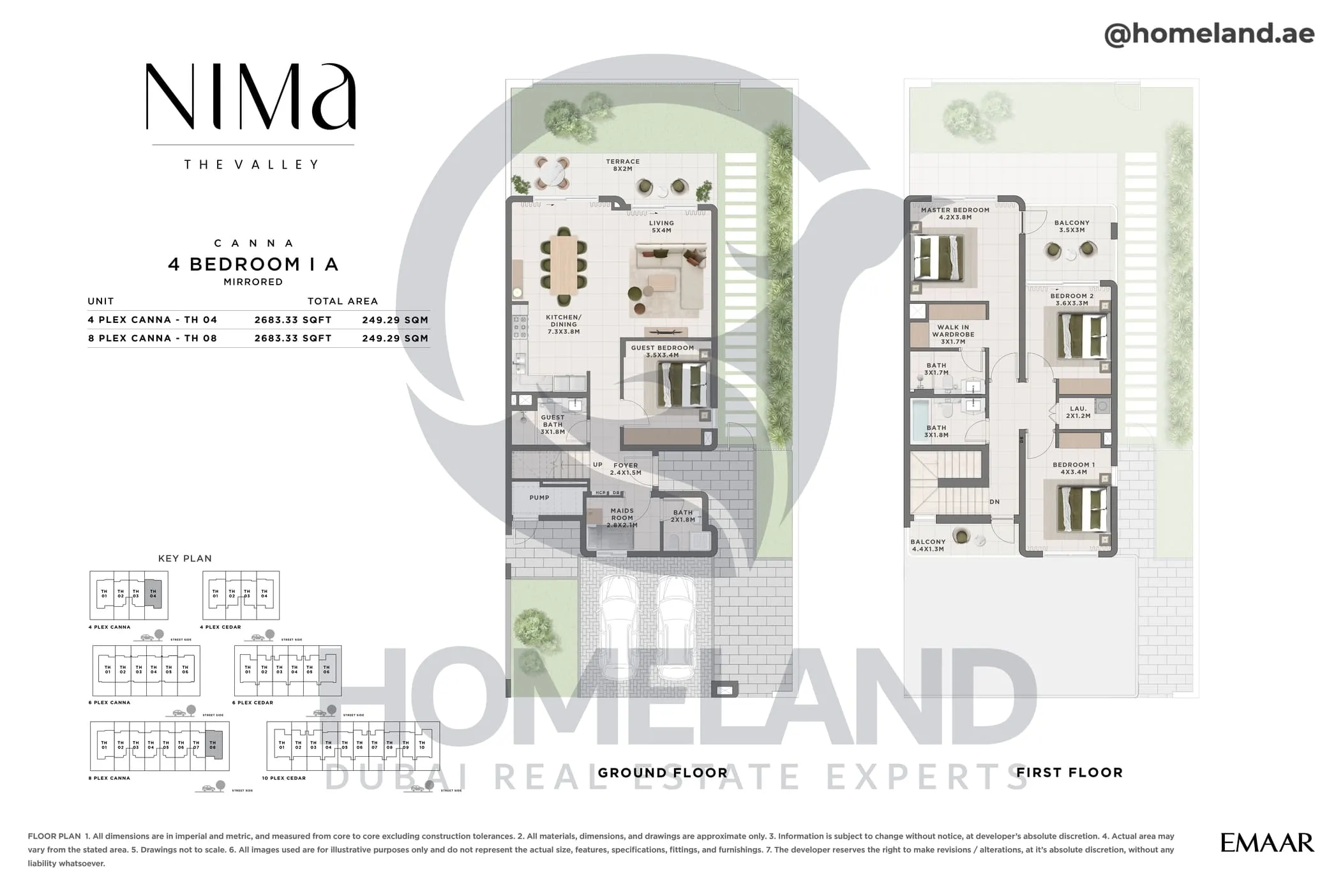 Nima, Canna, 4 BR, Type A, Mirrored, Unit 4 Plex Canna TH 04 - 8 Plex Canna TH 08, 2683 SQFT