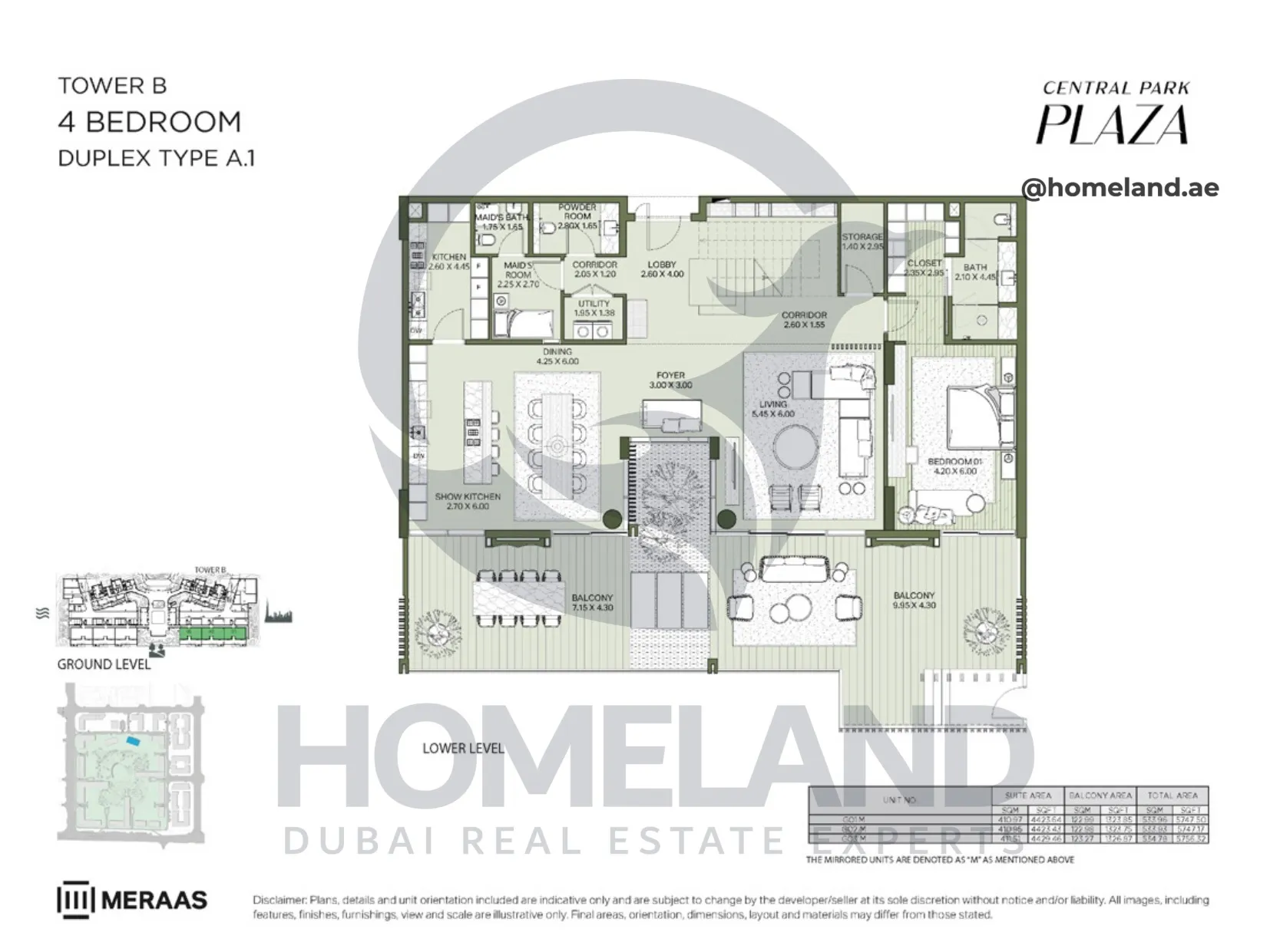 Central Park Plaza, Tower B, 4 BR, Type A.1, Ground Level, 5756 SQFT